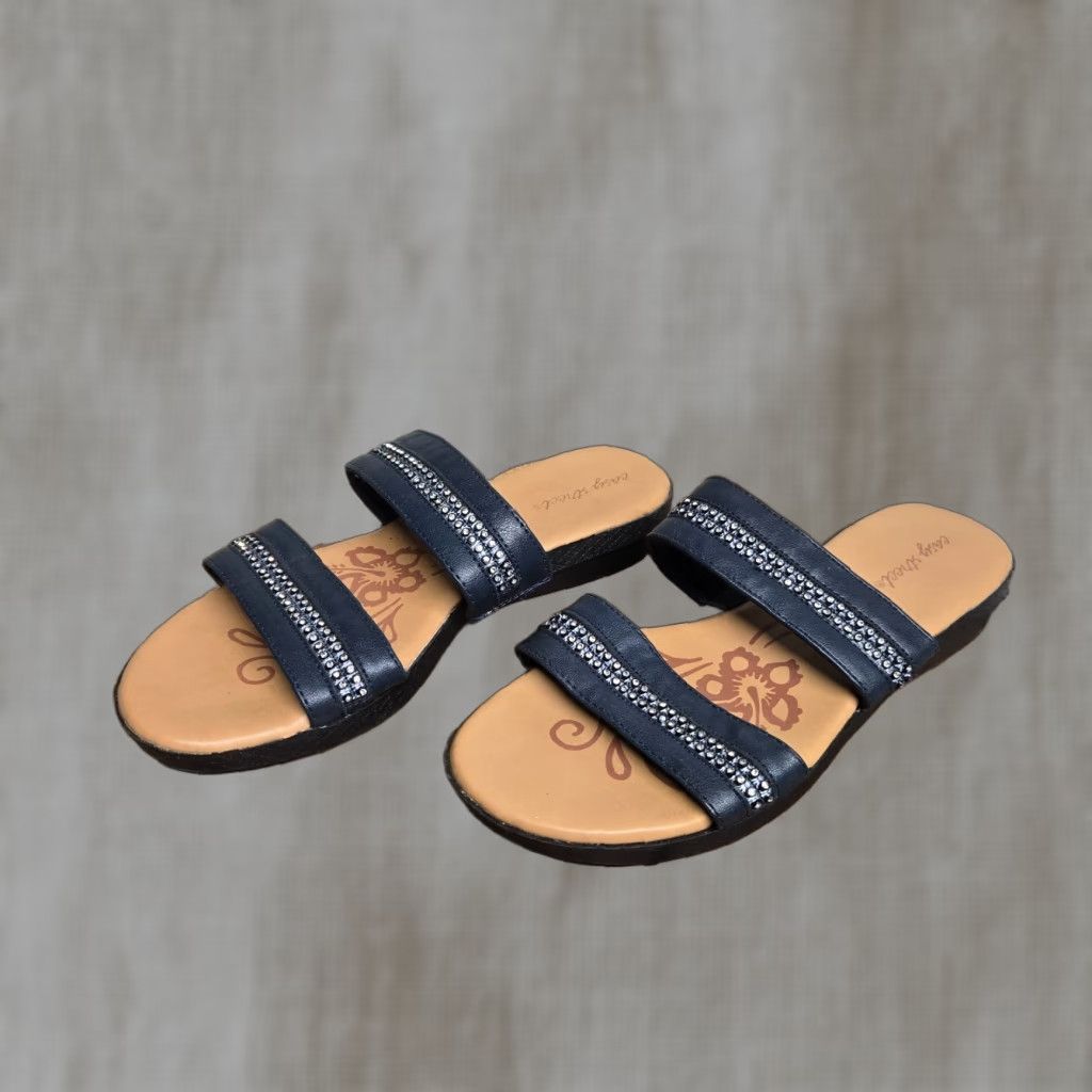 Vintage Easy Street Sandal Women’s Slide 7.5 Tan Blue Summer Beach Casual Shoes Size US 8 / IT 38 - 1 Thumbnail