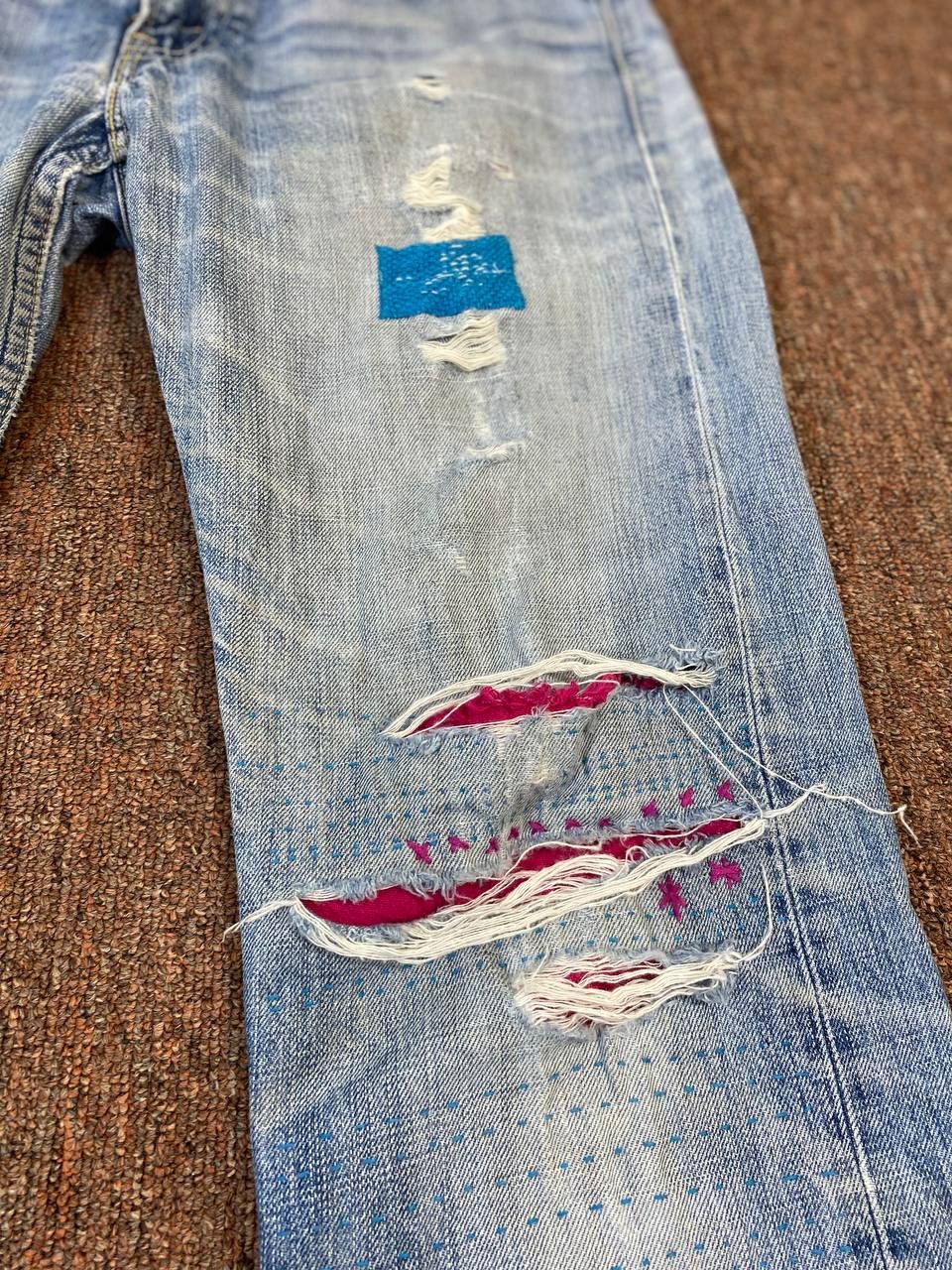 Levi's vintage levis 506 distressed reworked denim nice designq Size US 32 / EU 48 - 10 Thumbnail