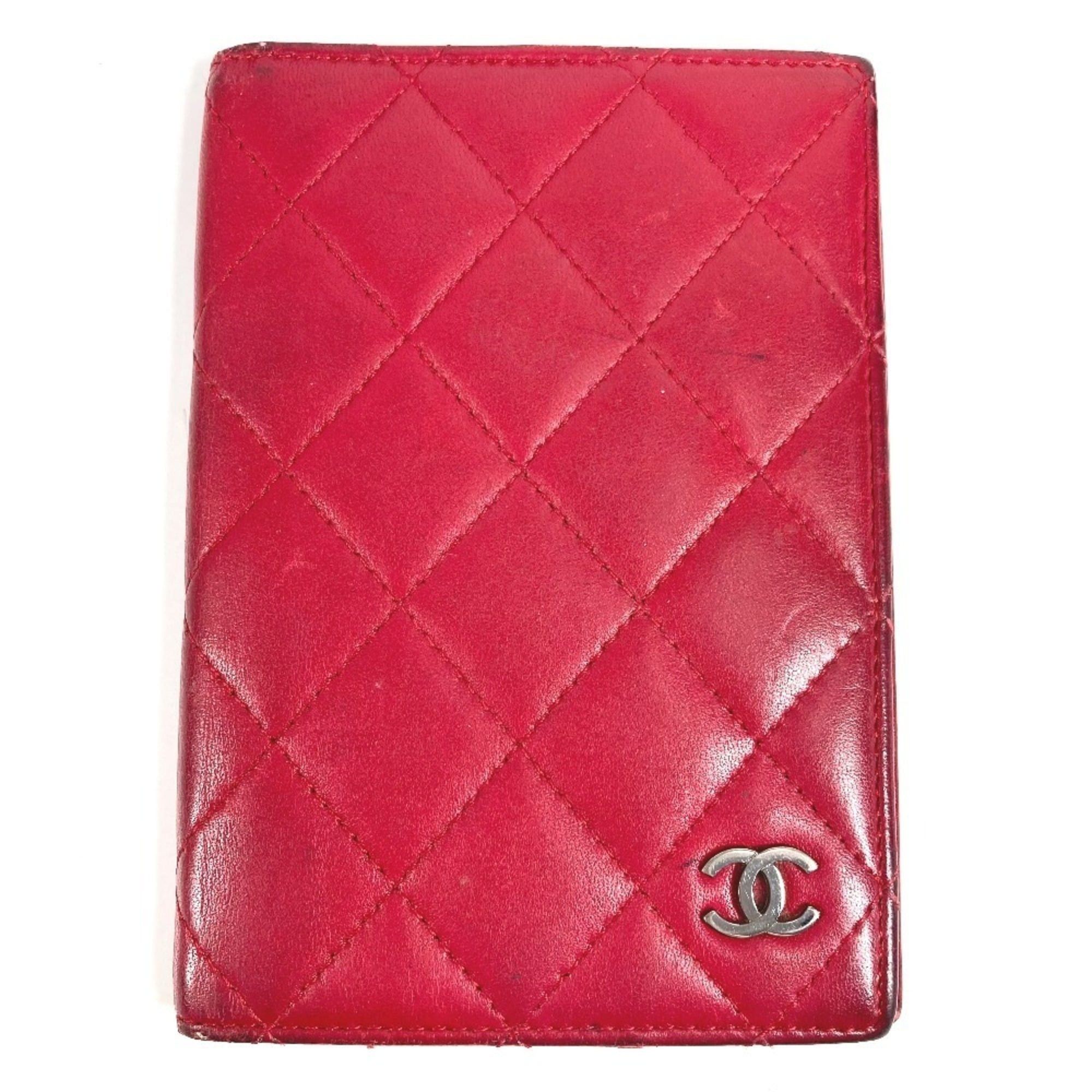 Chanel CHANEL CC Coco Mark Logo Matelasse Quilted Bifold Passport Case Cover in Lambskin for Men and Women, Red Size ONE SIZE - 1 Thumbnail