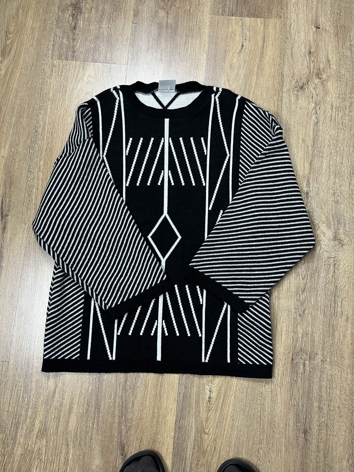 Japanese Brand × Vintage ➕ vintage avant garde cyber rave y2k striped sweater wool Size US M / EU 48-50 / 2 - 2 Thumbnail
