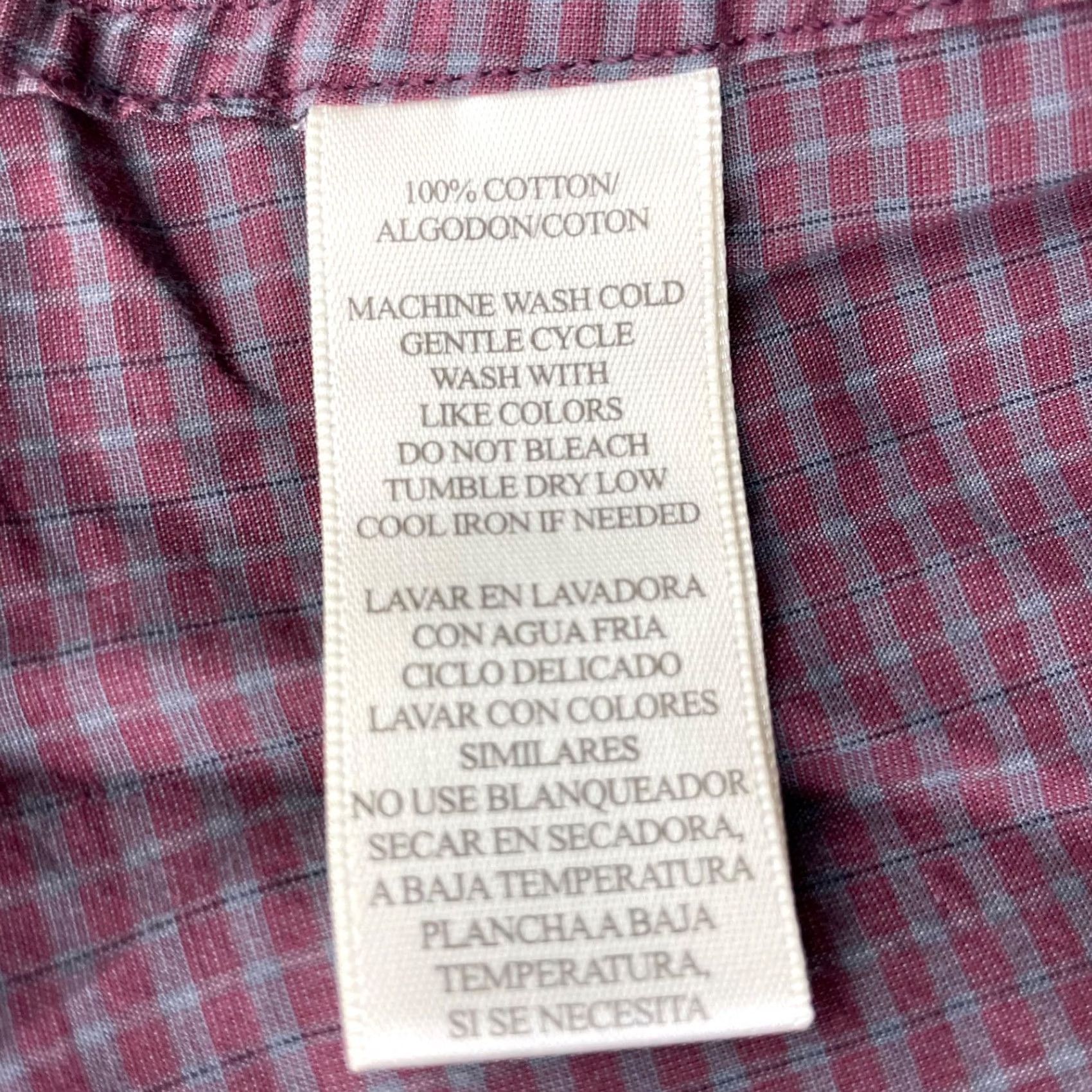 John Varvatos Converse x John Varvatos Men's Button Shirt Burgundy Plaid 100% Cotton Long Sleeve Small Regular Mens Size US S / EU 44-46 / 1 - 4 Thumbnail