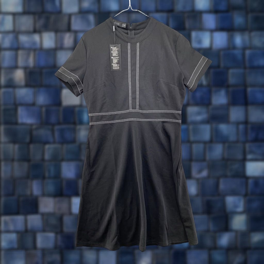 Vintage Homeyee Women’s Short Sleeve Shirt Dress Black 12 Cotton Polyester Spandex Logo Knee Length Dress Woman Shirt Dress Size XL / US 12-14 / IT 48-50 - 1 Thumbnail