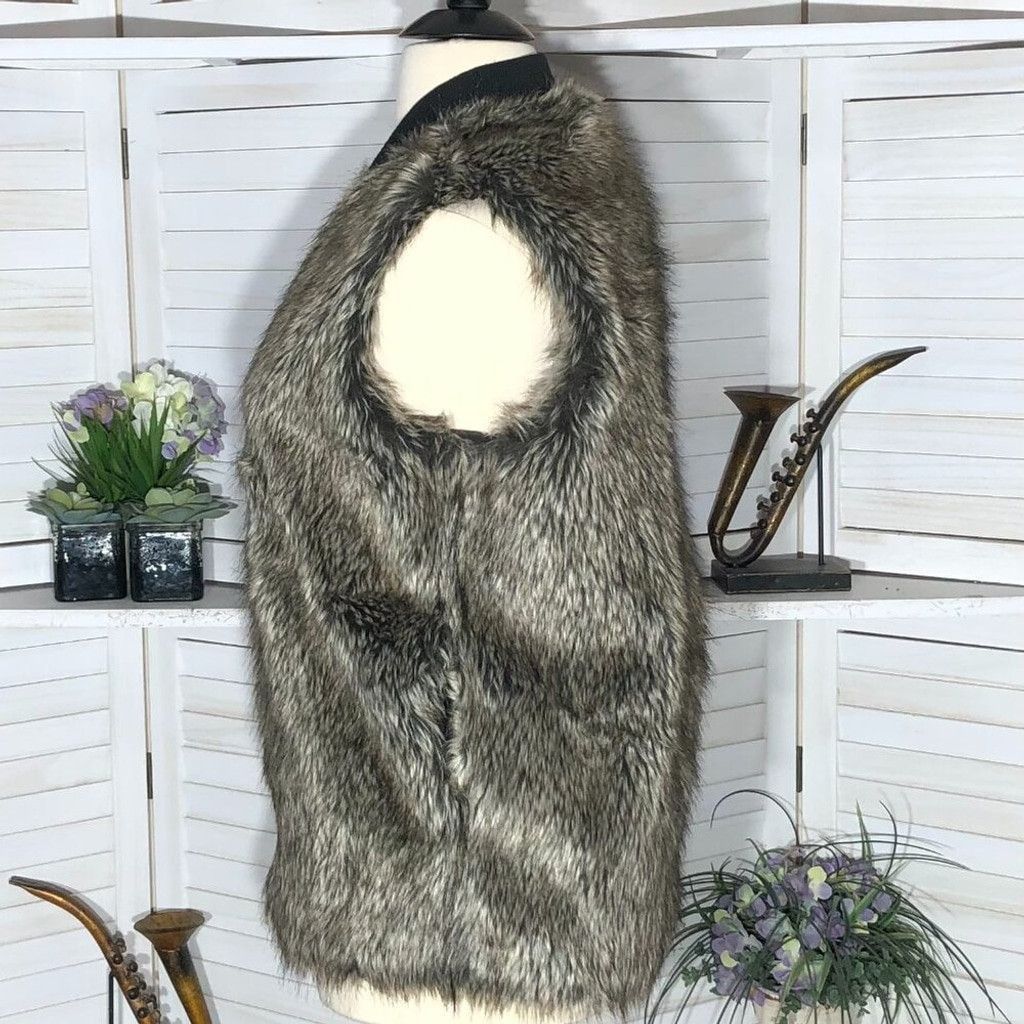 Asos Asos Faux Fur zippered vest warm brown gray fully lined L Size L / US 10 / IT 46 - 4 Thumbnail