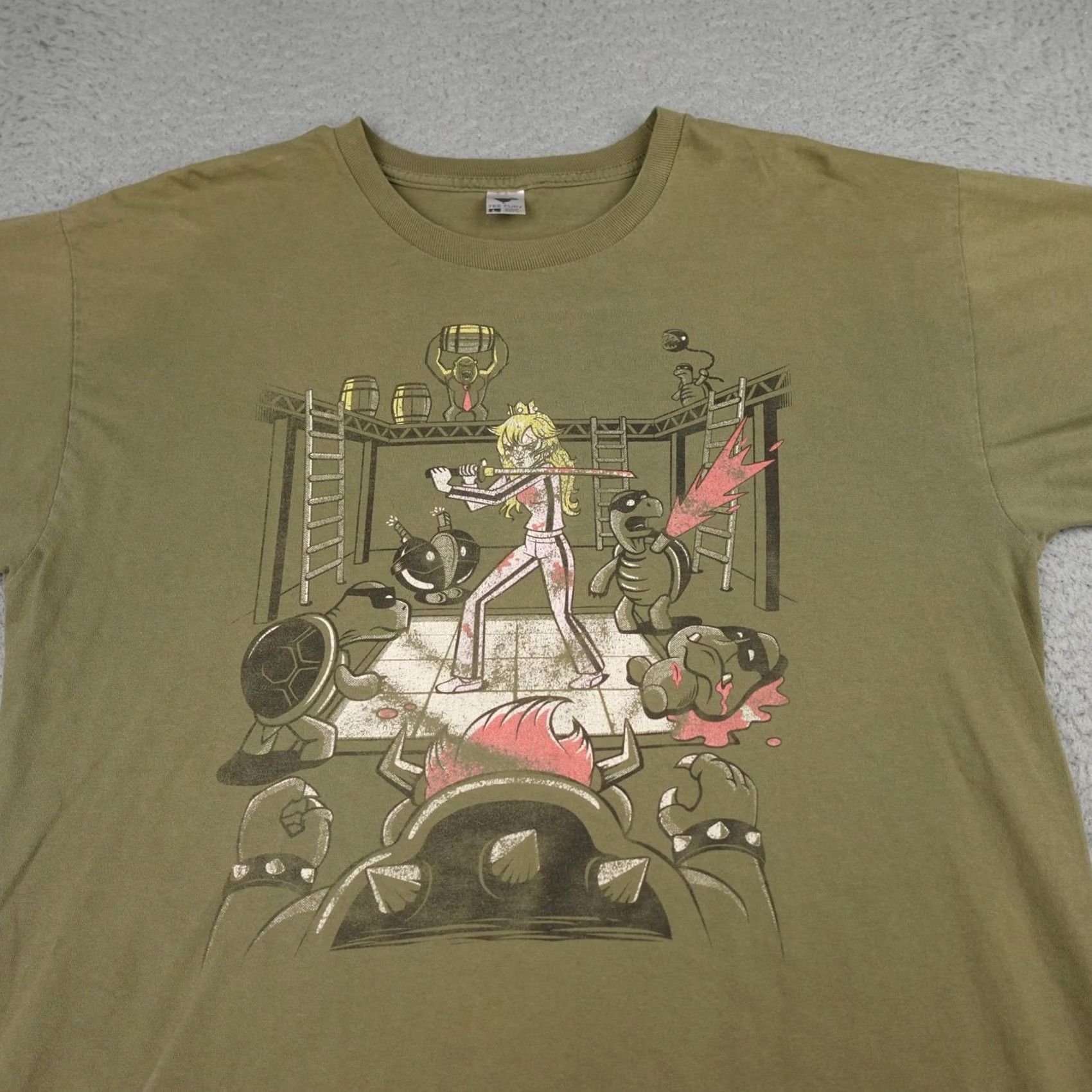 Olive TeeFury Kill Bill Princess Peach Shirt Mens Large Olive Green Mario Parody Tee Shirt Size US L / EU 52-54 / 3 - 3 Thumbnail