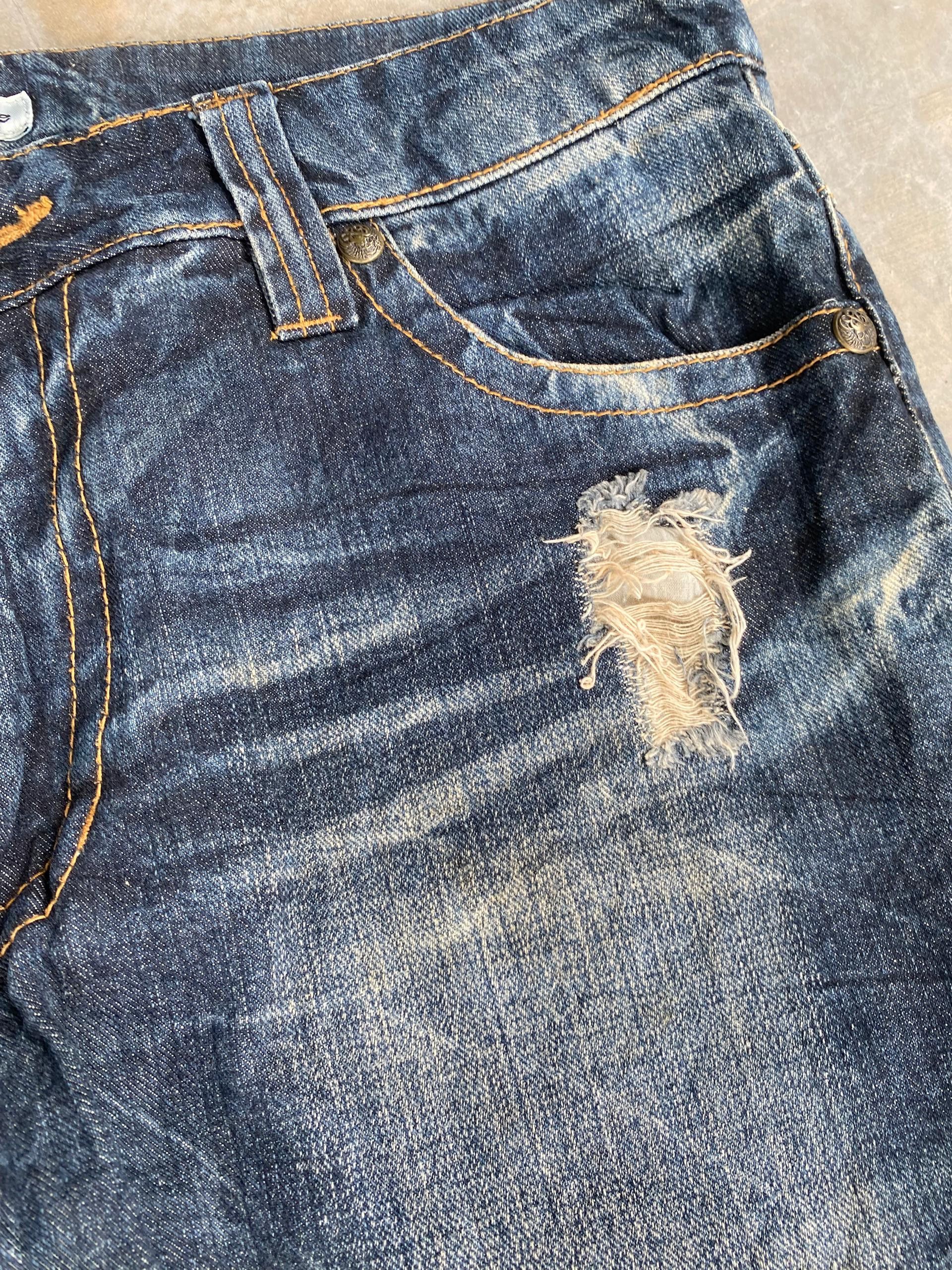 If Six Was Nine 💥FLARE💥SORIDERE INSPIRE CROME HEARTS DISTRESSED DENIM Size US 32 / EU 48 - 7 Thumbnail