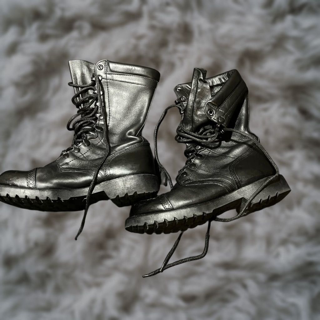 VINTAGE Corcoran Jump Boots Combat 1970s Black Leather Mid-Calf