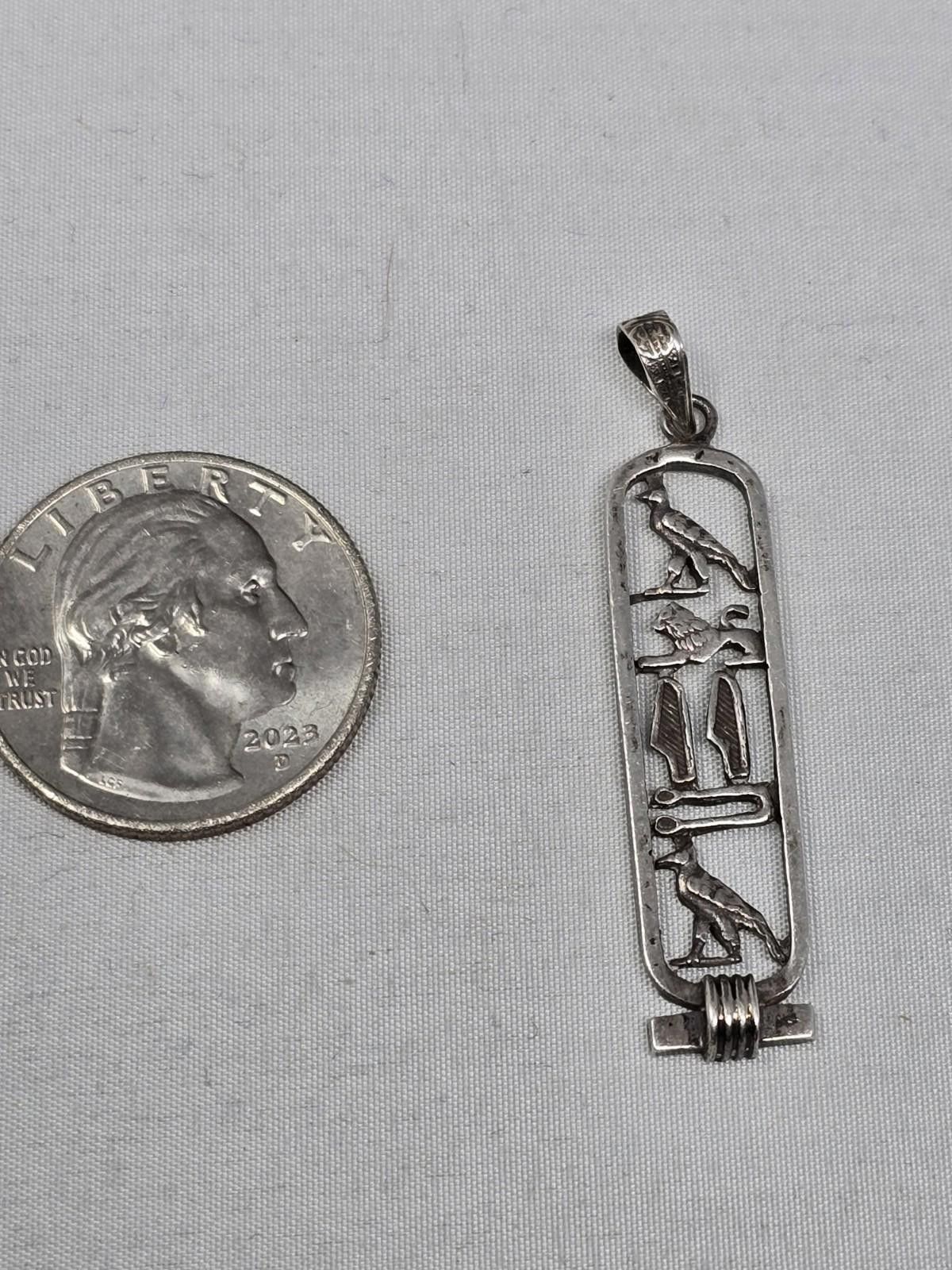 The Unbranded Brand Vintage 925 Sterling Silver Egyptian Cartouche Pendant Alisa Size ONE SIZE - 6 Thumbnail