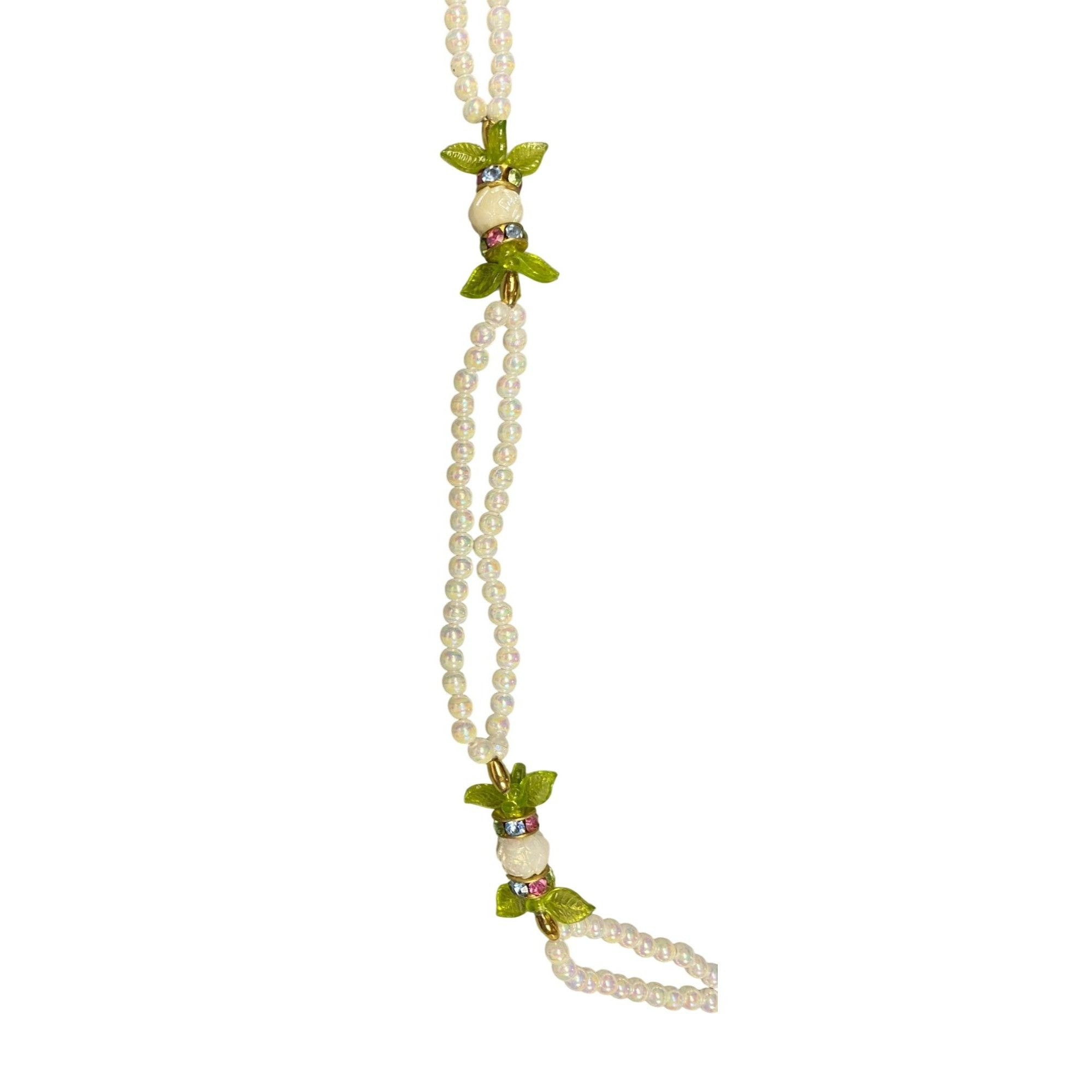 Other Vintage Handmade Faux Pearl and Beaded Flower Necklace & Cli Size ONE SIZE - 2 Thumbnail