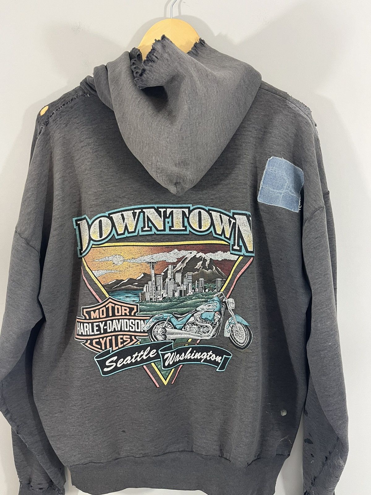 Harley Davidson Thrashed Harley Davidson Patched Custom Distressed Hoodie Size US XL / EU 56 / 4 - 10 Thumbnail