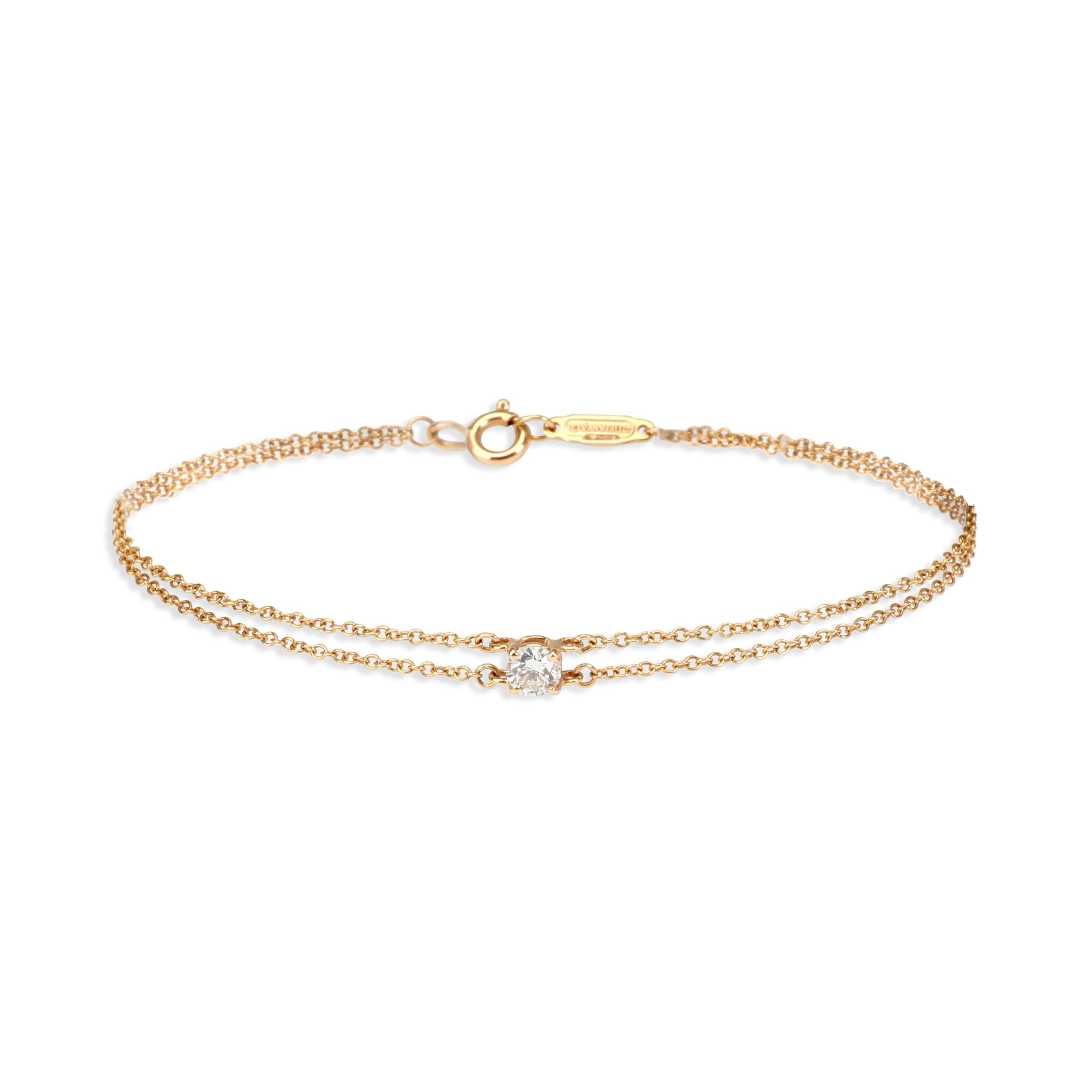 Tiffany & Co. Diamond Solitaire Bracelet in 18K Rose Gold (0.18 CTW)