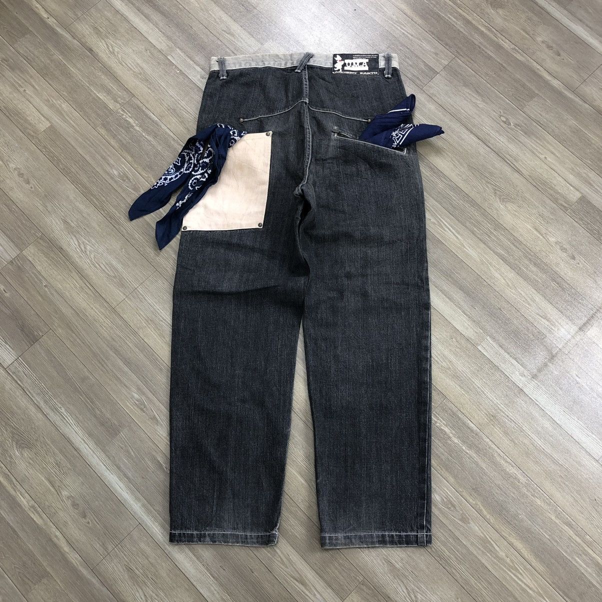 JNCO × Japanese Brand Crazy Y2K Unidentified Mysterious Animal Baggy Jeans Pants Size US 32 / EU 48 - 15 Thumbnail