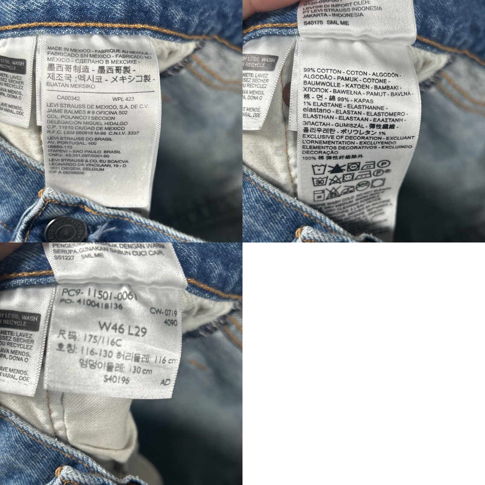 Levi's Levi's 501 Regular Fit Straight Jeans Mens 46X28 Blue Denim 5 Pocket Solid Cotton Jeans Size US 30 / EU 46 - 9 Thumbnail