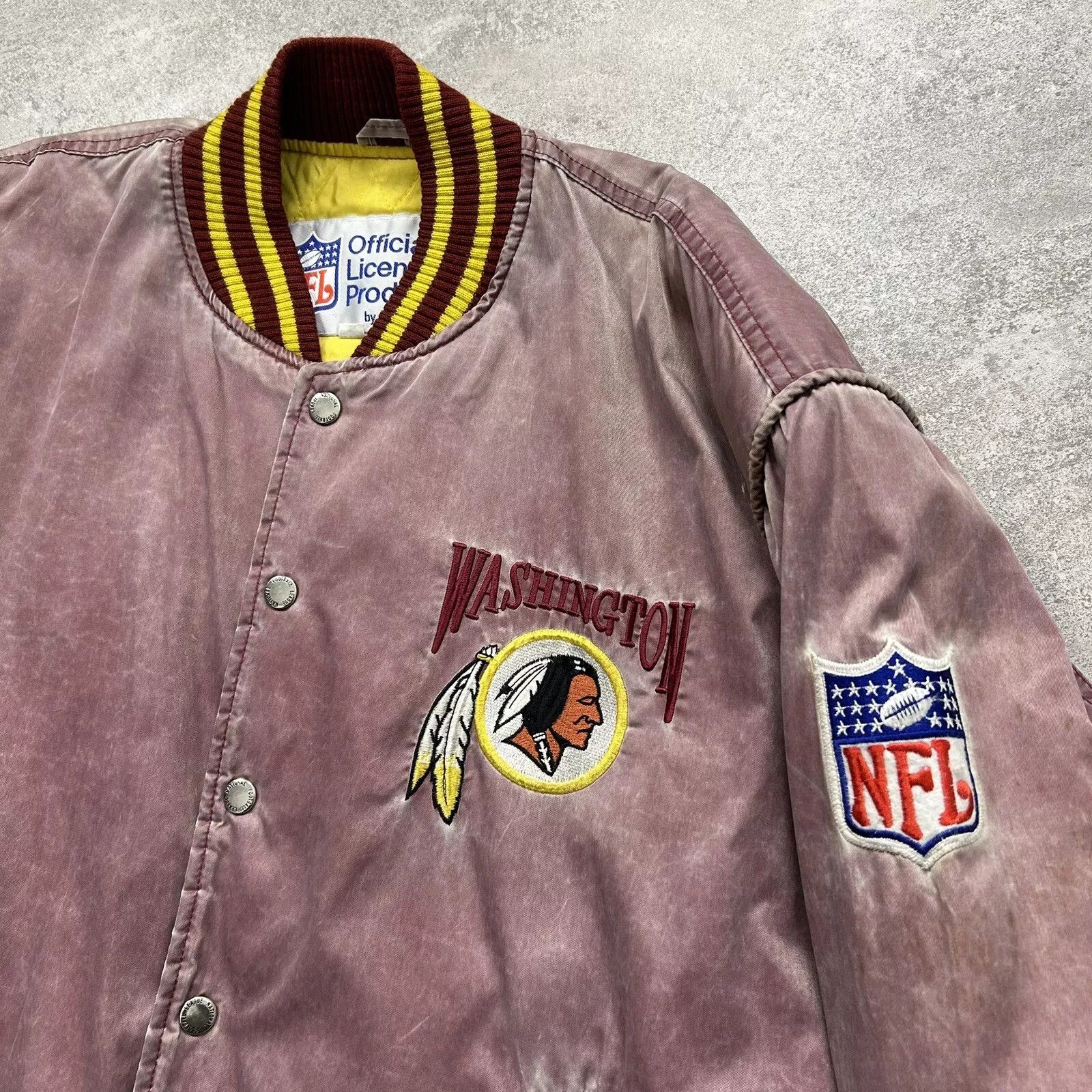 NFL × Vintage WASHINGTON REDSKINS EAST POINT STONE WASH BOMBER JACKET Size US L / EU 52-54 / 3 - 4 Thumbnail