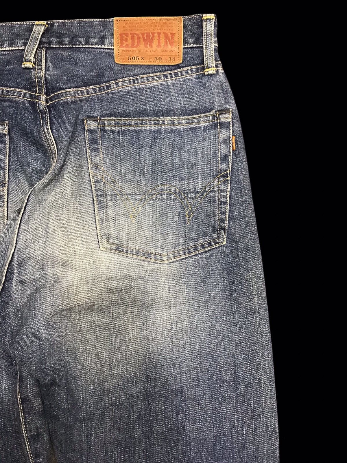 Edwin 💥WIDE💥VINTAGE EDWIN 505X SELVEDGE MINIMAL FADES DENIM F396 Size US 31 - 12 Thumbnail