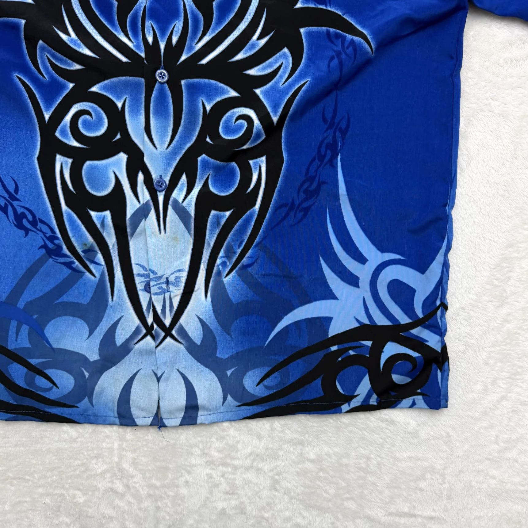 Vintage VINTAGE Dragon Fly Clothing Shirt Mens XL Blue Tribal Tattoo Graphic Button Up Size US XL / EU 56 / 4 - 4 Thumbnail