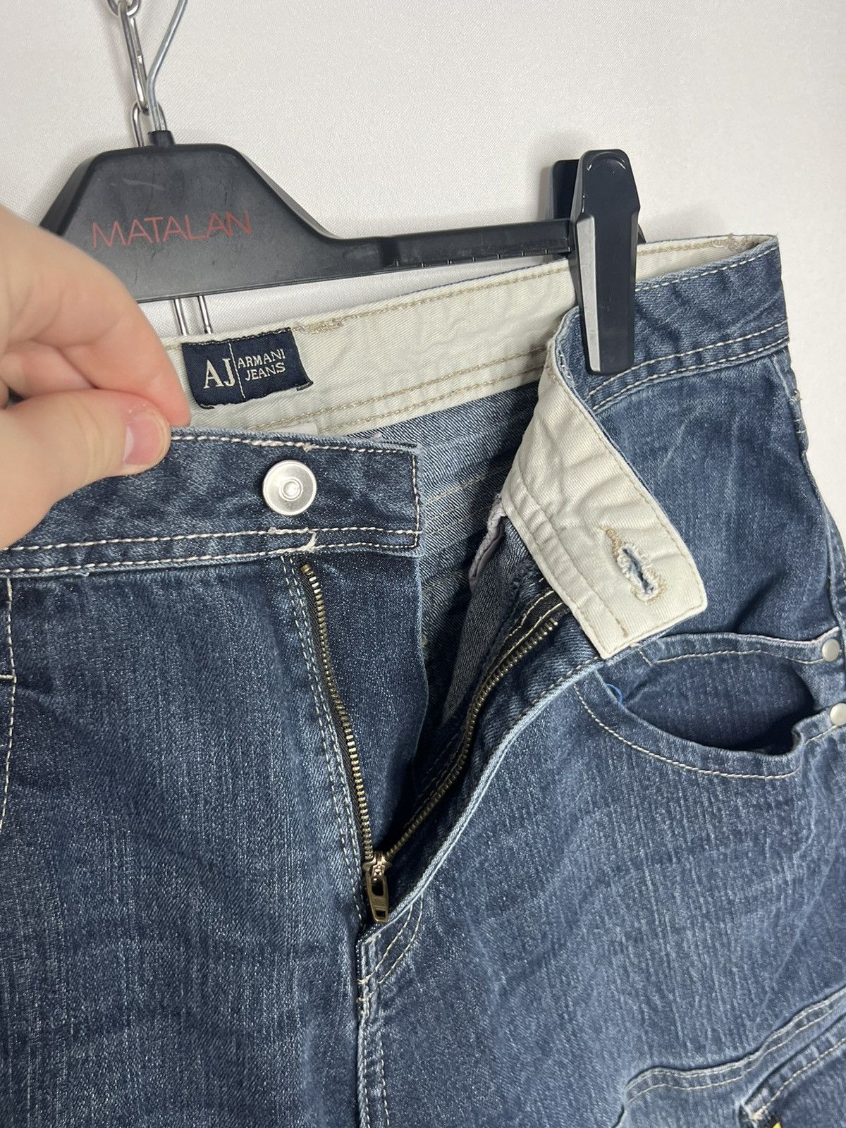 Vintage Armani Jeans Metal Logo Denim Shorts Multipocket