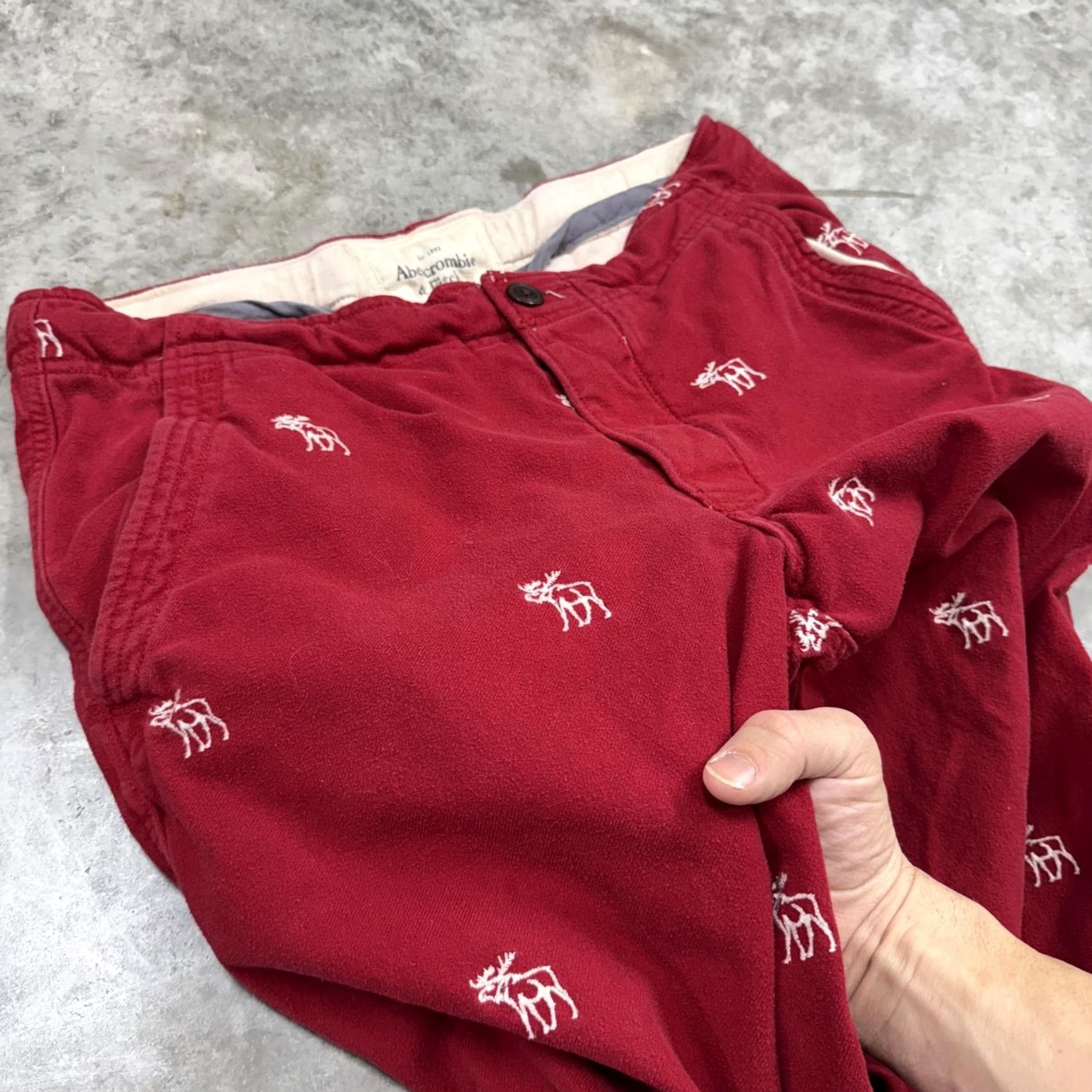 Abercrombie & Fitch Abercrombie & Fitch Pants Mens Medium Red Embroidered Moose Chino Drawstring Size US 31 - 3 Thumbnail