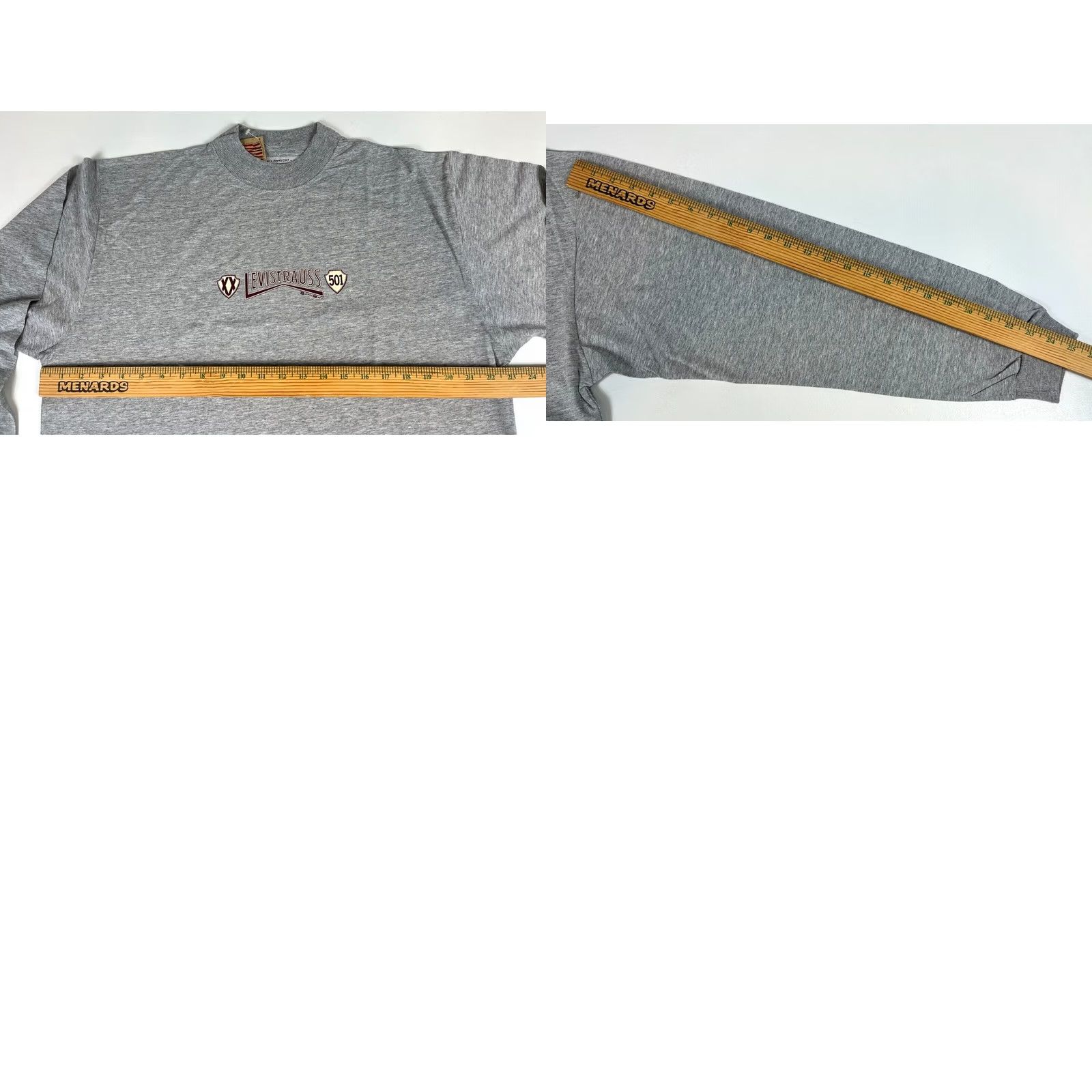 Levi's VINTAGE Levi's 501 Jeans Cult Men's T-Shirt Long Sleeve Sz L Gray 90s Crew Neck NOS Size US L / EU 52-54 / 3 - 9 Thumbnail