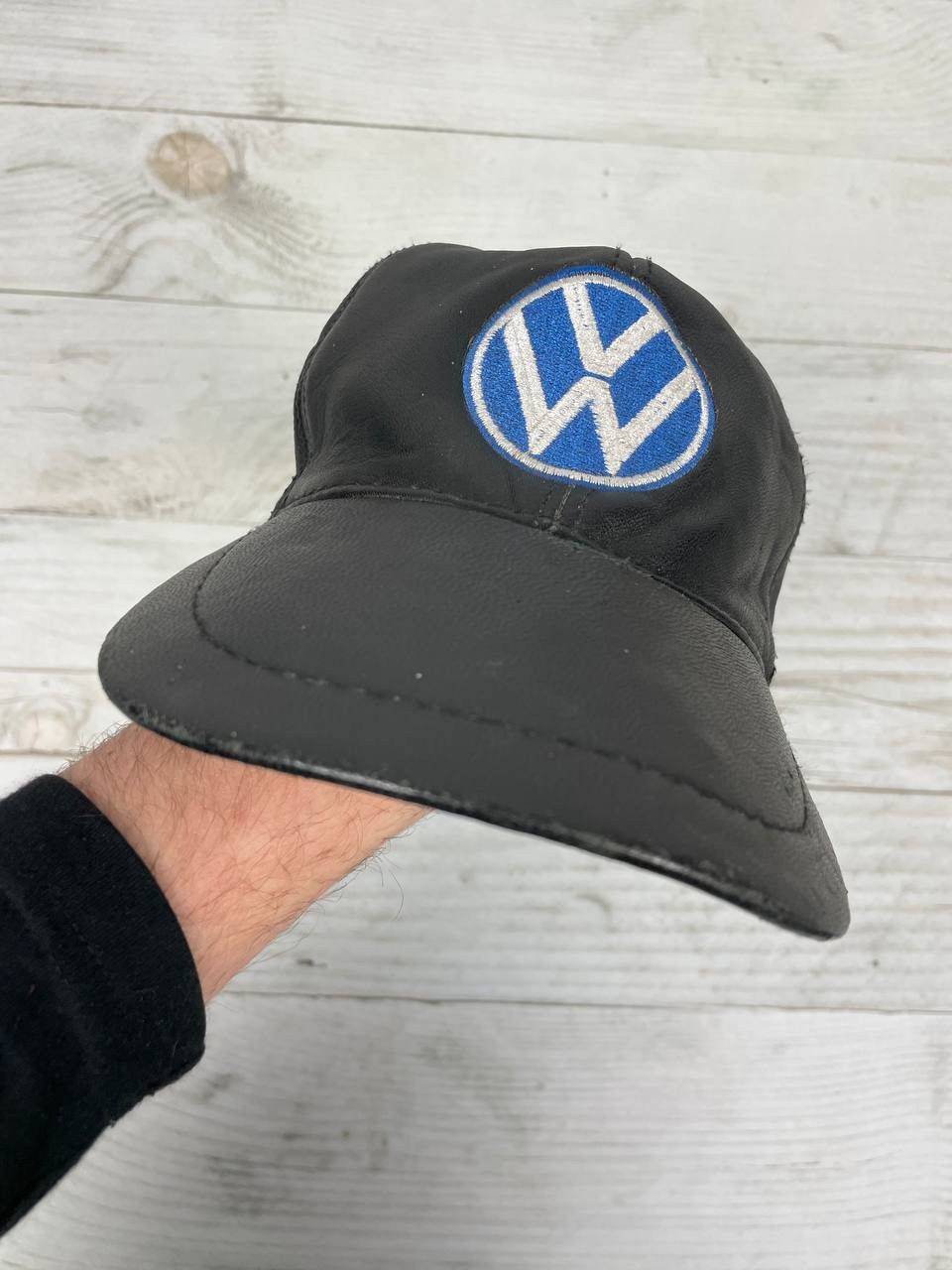 NASCAR Vintage Volkswagen Leather Cap Hat Logo 1990s Racing Y2K Vag Size ONE SIZE - 3 Thumbnail