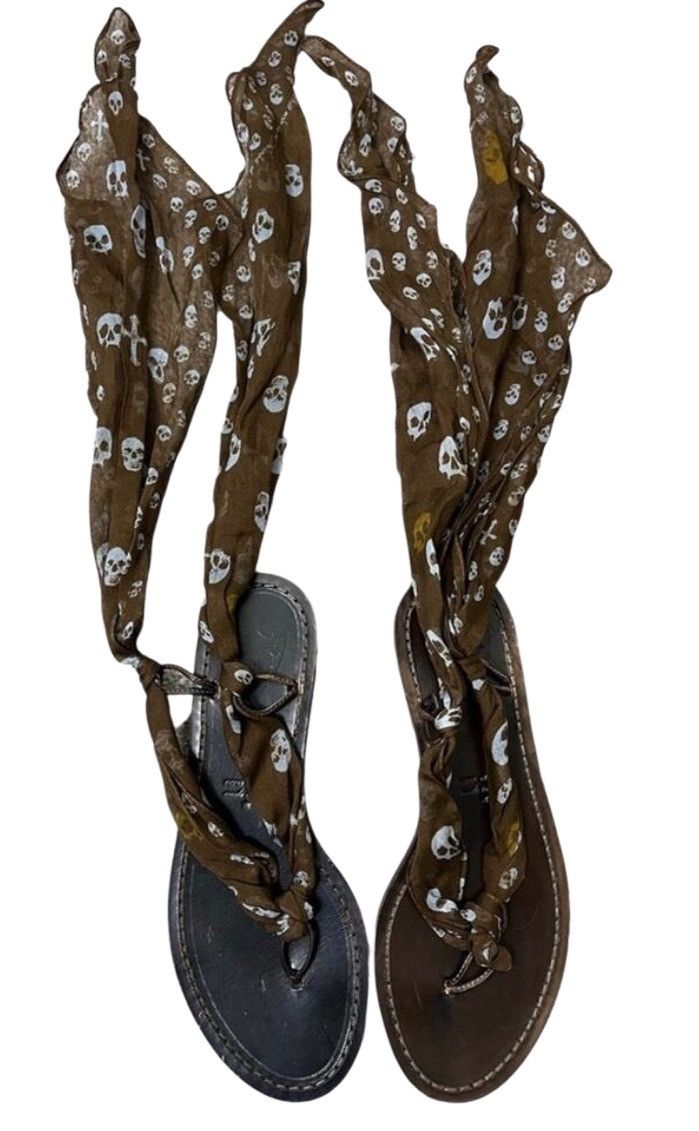 Vintage HTC Skull Scarf Sandals!! Rare Size US 6 / IT 36 - 9 Thumbnail