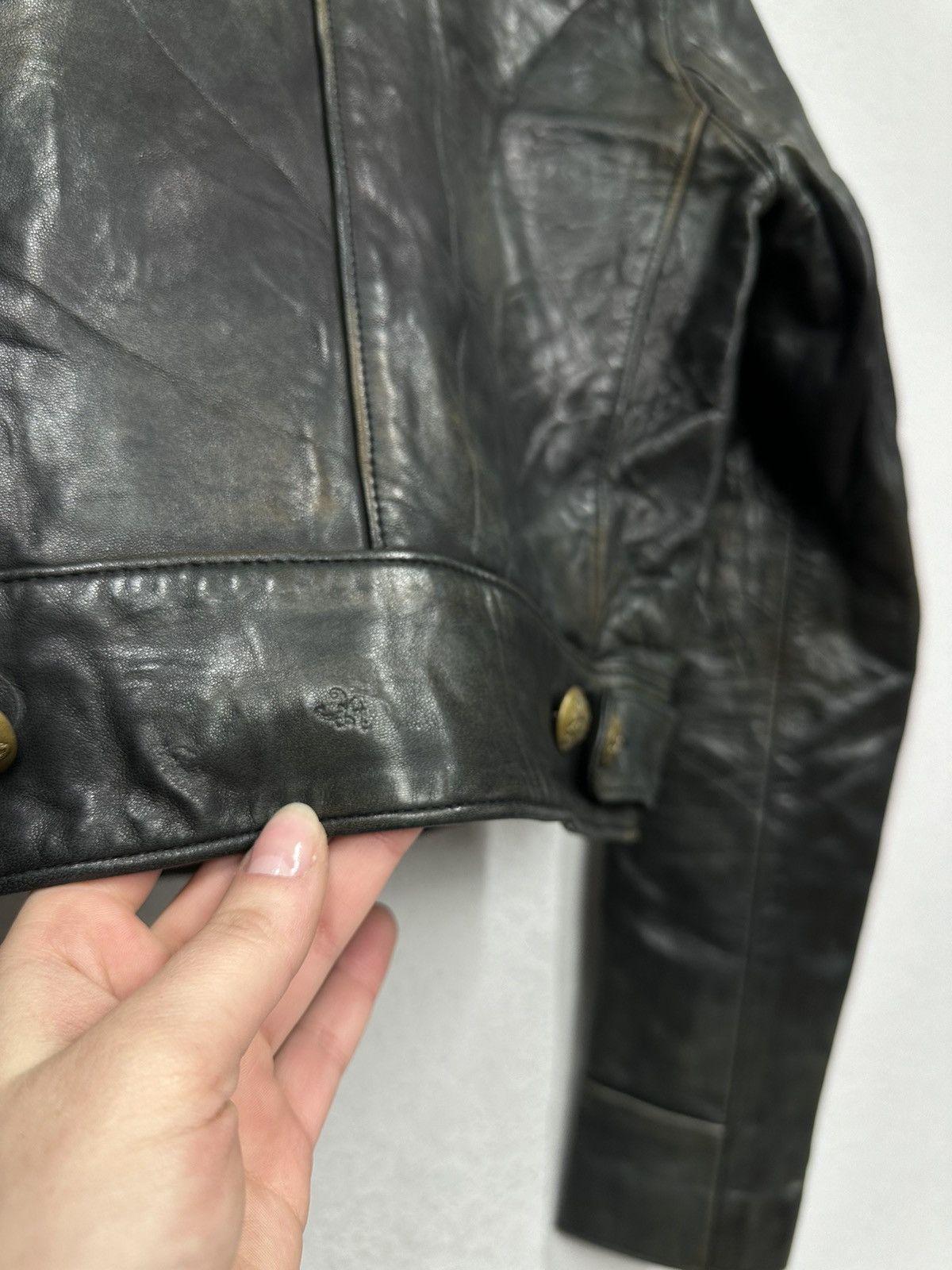 Polo Ralph Lauren Vintage Leather Jacket Polo Ralph Lauren Cropped Faded Rare Size S / US 4 / IT 40 - 15 Thumbnail