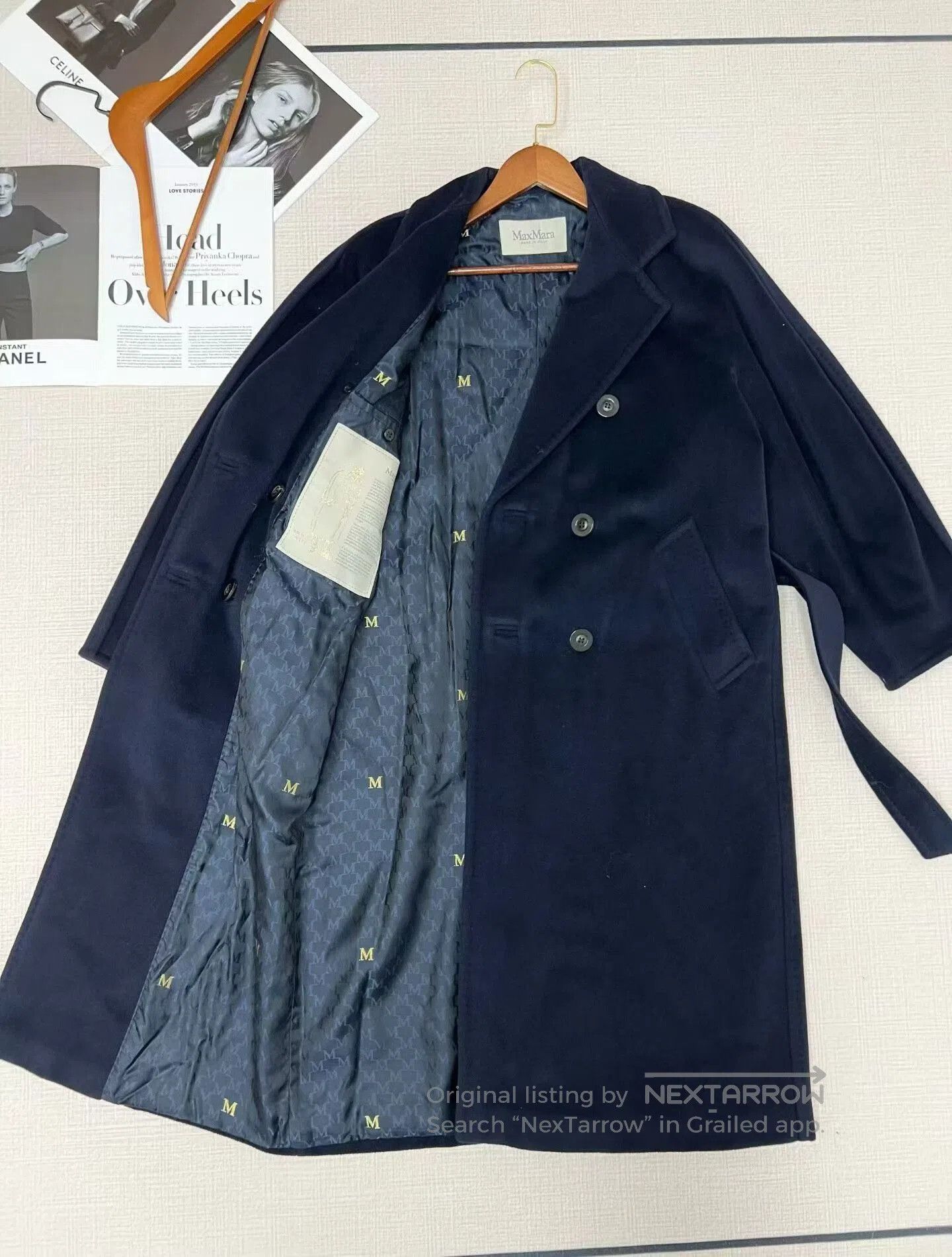 Maxmara Blue Overcoat in Size 36.