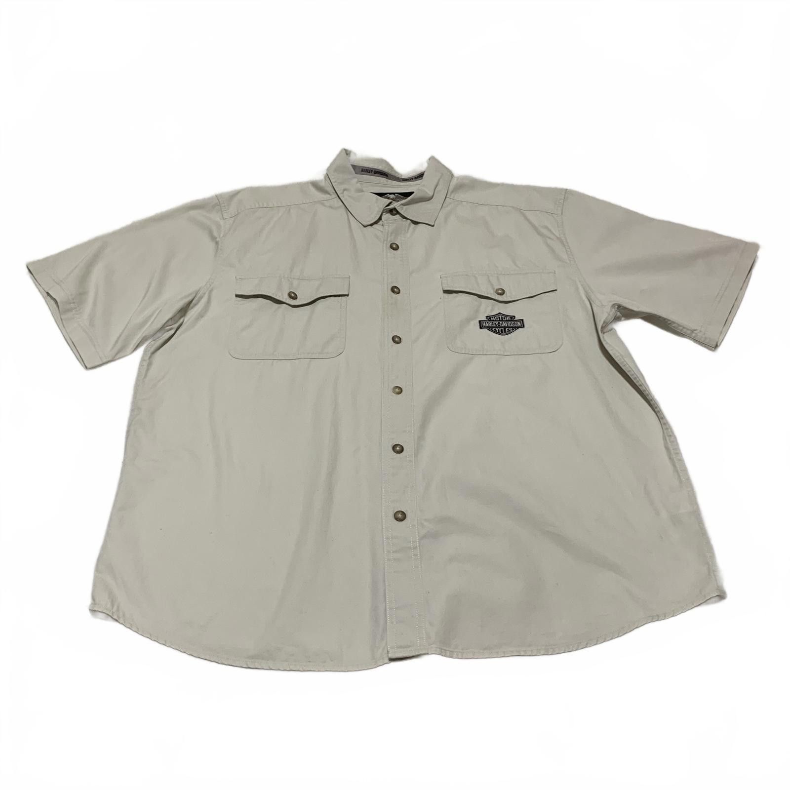Harley Davidson Harley Davidson Beige Button-Up Shirt Eagle Tag XL Size US XL / EU 56 / 4 - 1 Thumbnail