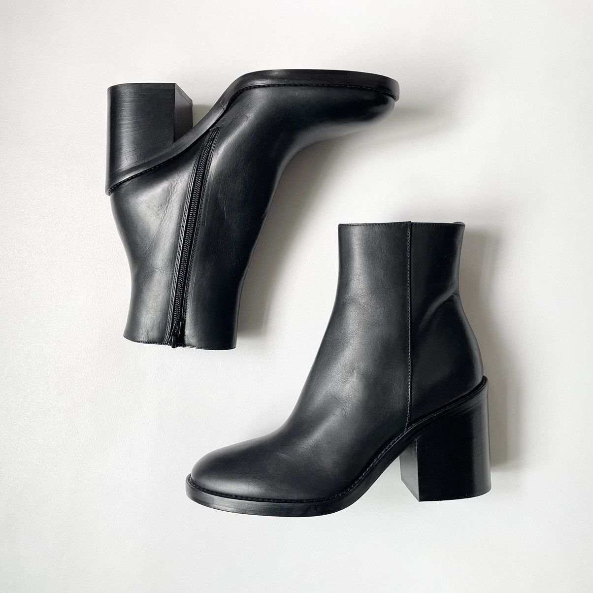Ann Demeulemeester Black Leather Heeled Boots Size US 10 / IT 40 - 12 Thumbnail