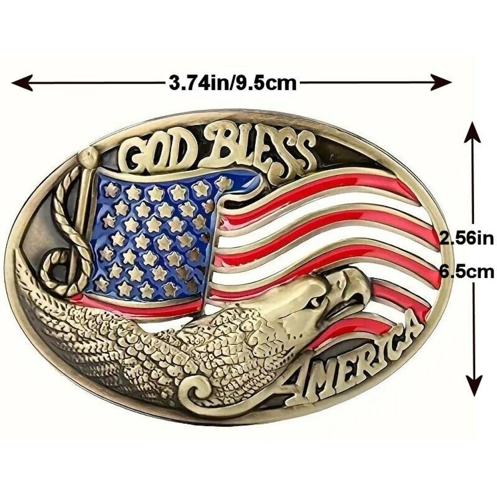 Other ‘God Bless America’ Bald Eagle Bronze Belt Buckle Size ONE SIZE - 4 Thumbnail