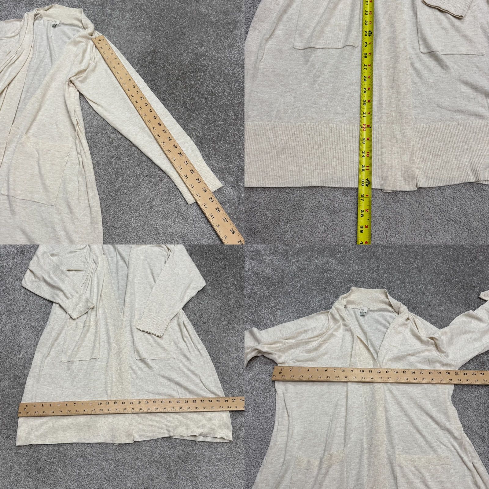 Vintage A New Day Cardigan Womens 3XL Open Front Knit Beige Solid Oatmeal Size XXL / US 16-18 / IT 52-54 - 8 Thumbnail