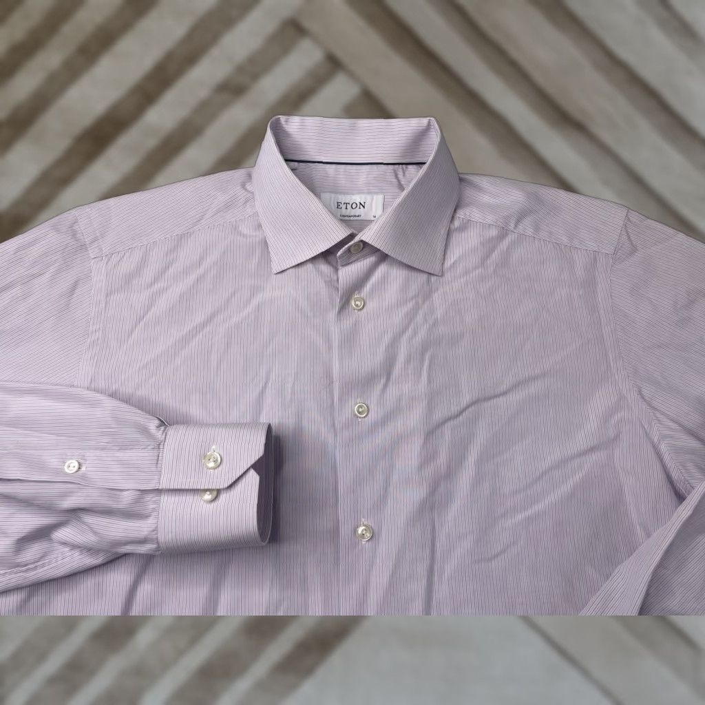 Eton Eton Dress Shirt Slim Fit Striped Mens 41 16 Multicolor 100% Cotton Contemporary Size 42R - 1 Thumbnail