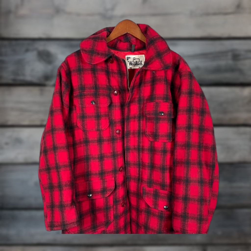 Vintage VINTAGE Woolrich Jacket Men Warmer Plaid Wool Coat 44 Red Black 80s 90s Outdoor Quilted Pockets Mens Size US S / EU 44-46 / 1 - 1 Thumbnail
