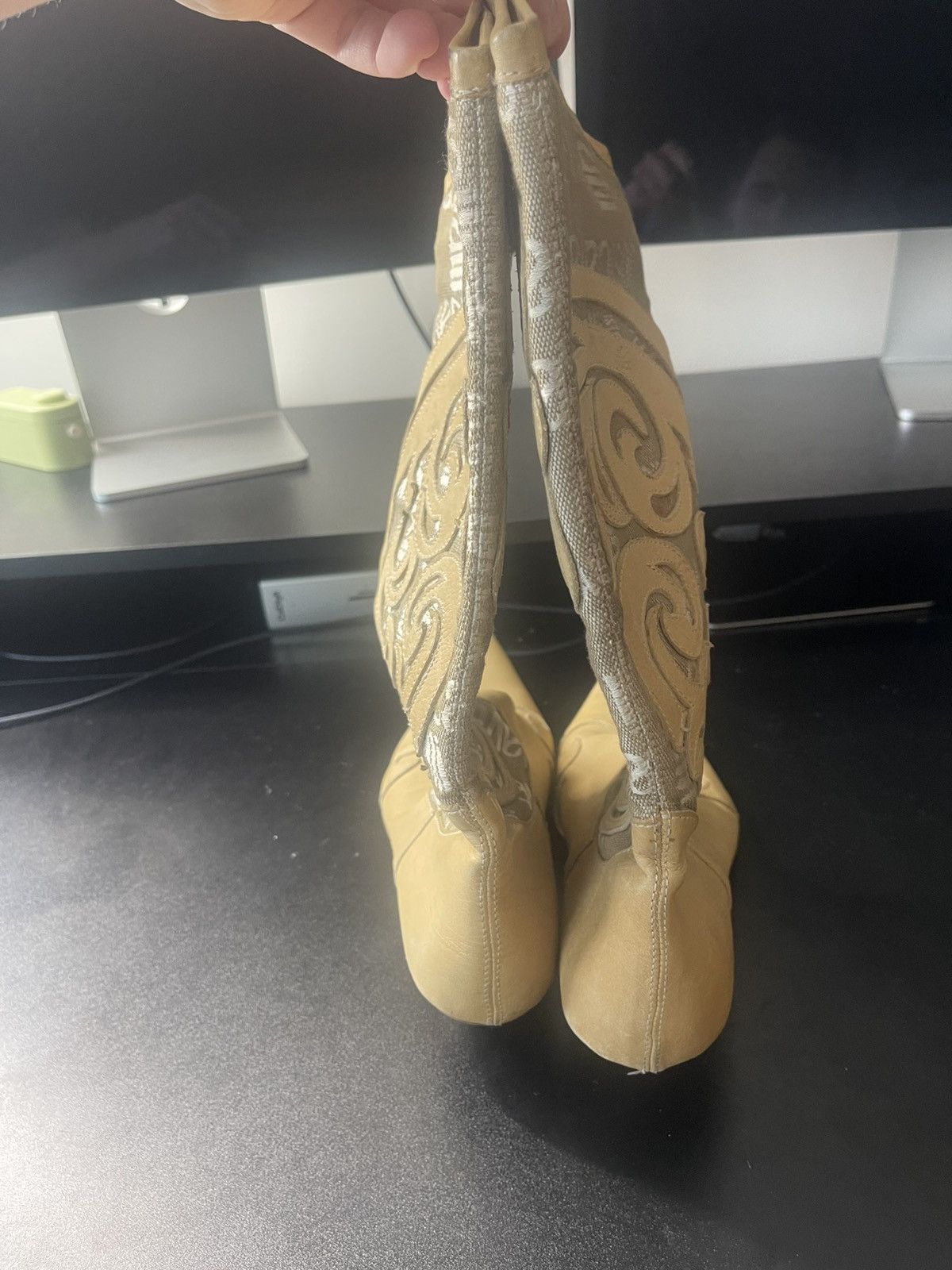 Just Cavalli Just Cavalli Women's Tan and Cream Boots In Good Used Cond Size US 8 / IT 38 - 3 Thumbnail