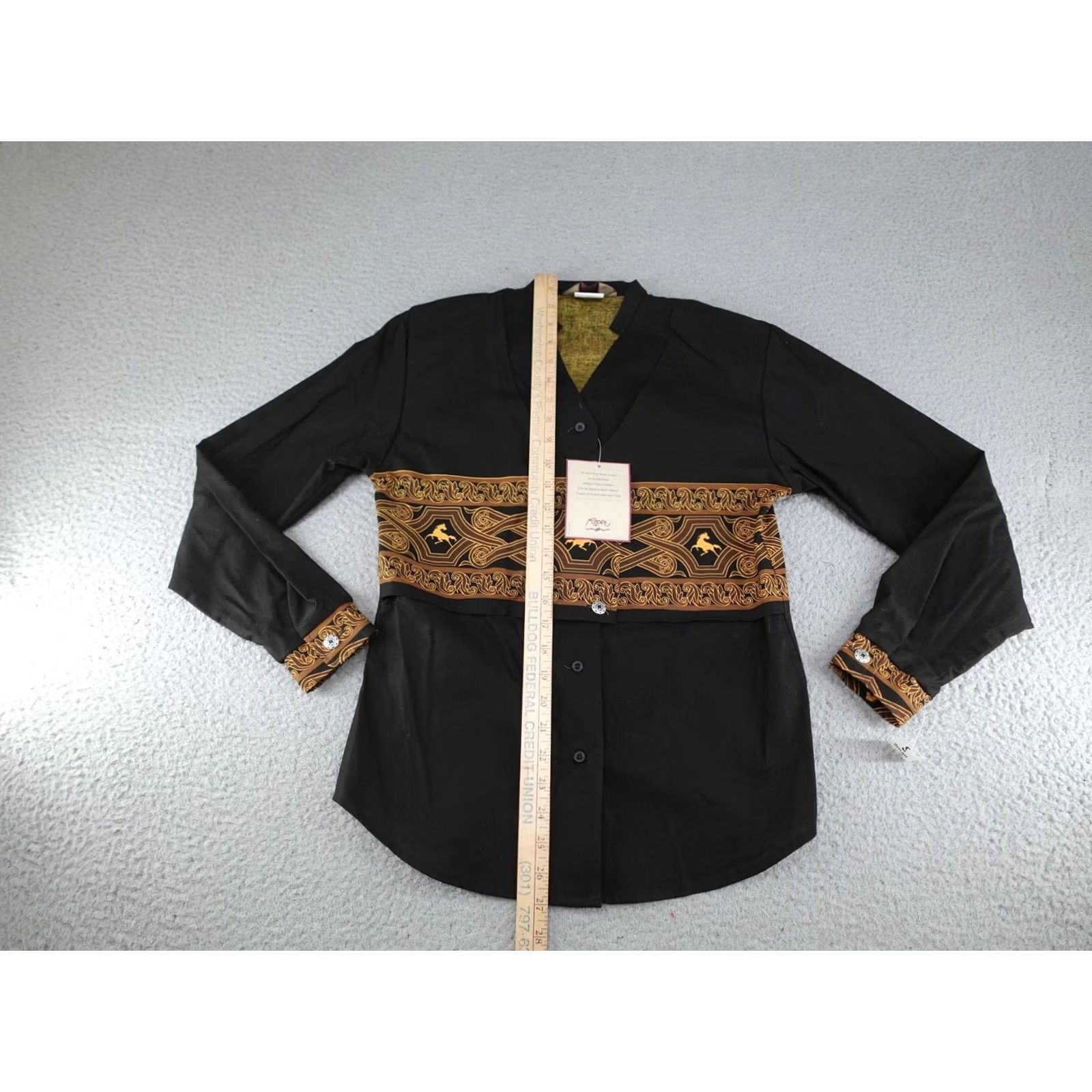 Roper VINTAGE Roper Western Shirt Mens Small Black Gold Print Long Sleeve Cowboy Rodeo USA 90s Size S / US 4 / IT 40 - 2 Thumbnail