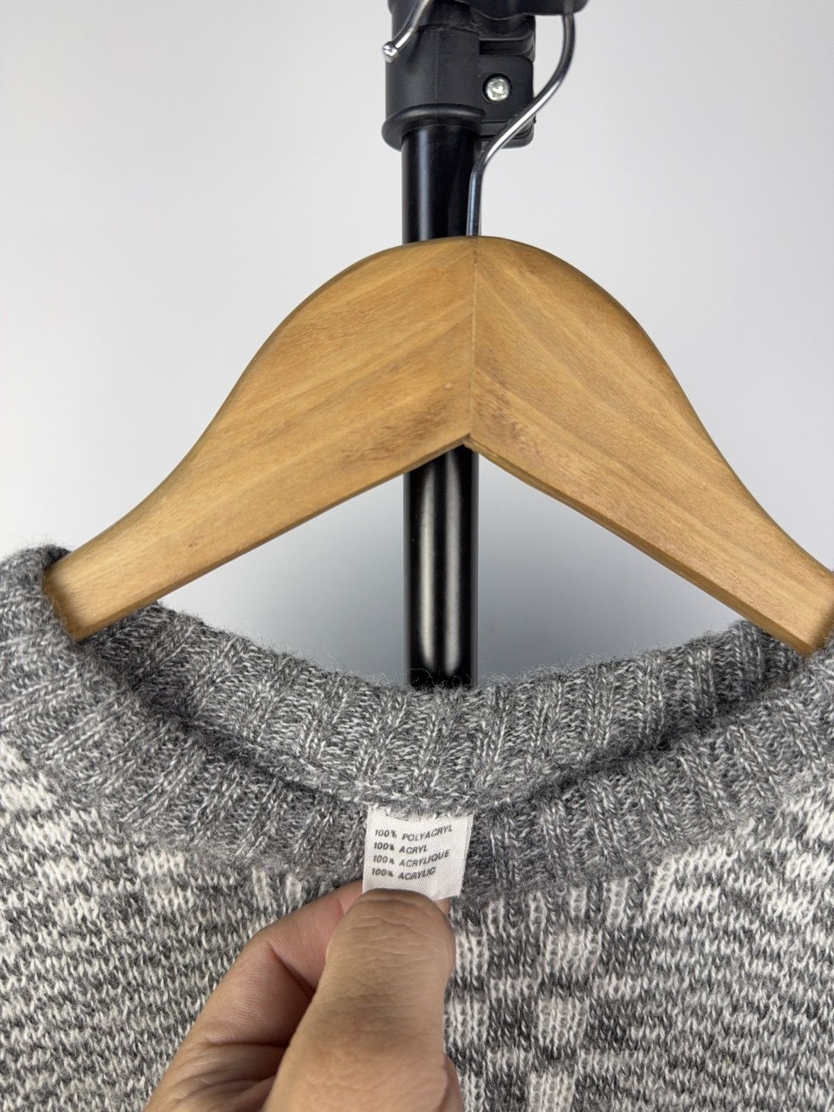 Japanese Brand Vintage 90s Avant-Garde Gray Pattern Knit Sweater Acrylic Size US M / EU 48-50 / 2 - 4 Thumbnail