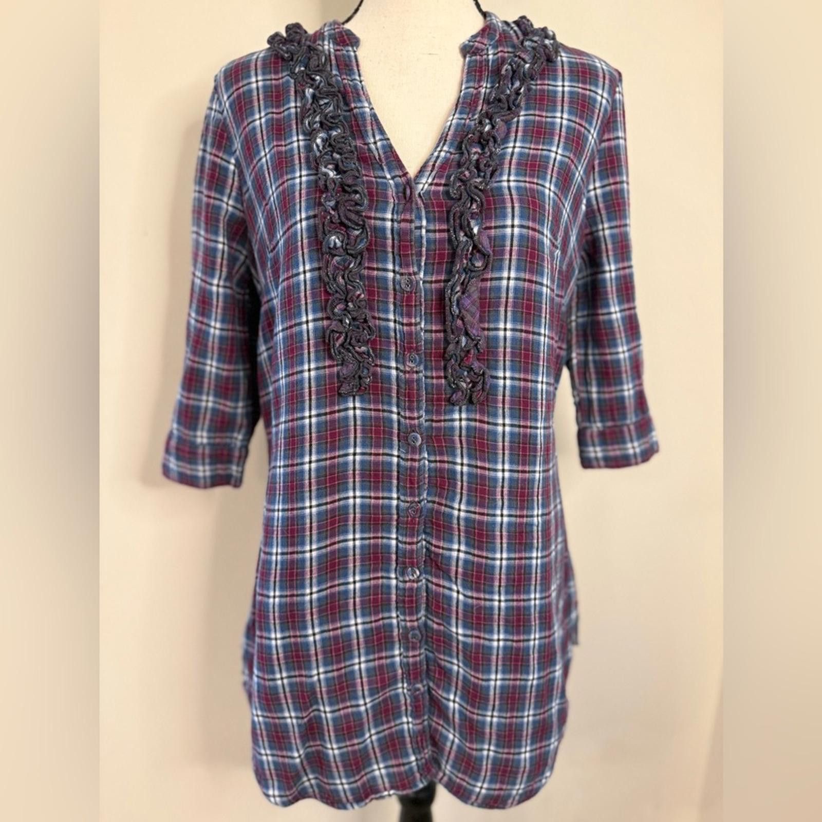 Converse Converse One Star fleece plaid ruffled tunic top SZ M Size M / US 6-8 / IT 42-44 - 1 Thumbnail