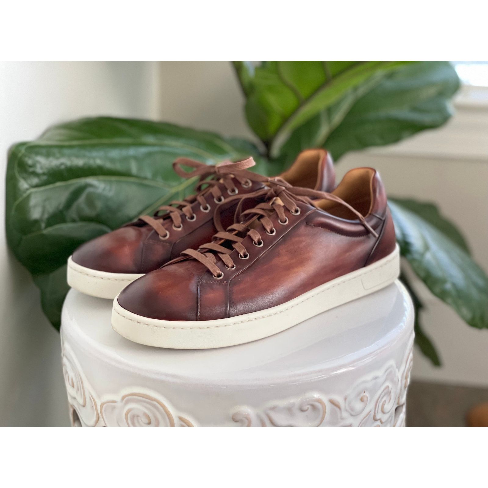 Magnanni Magnanni Elonso Low Top Sneaker 8.5 Tobacco Leather Lace Up Size US 8.5 / EU 41-42 - 8 Thumbnail