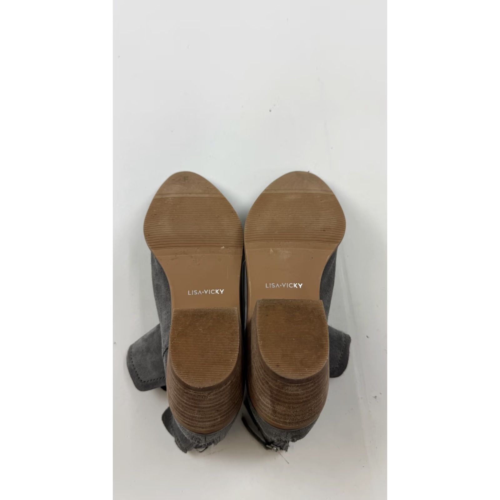 Vintage Lisa Vicky Boots Womens Size 7.5 Gray Suede Ankle Booties Pointed Toe V Cut Boots Women Size US 7 / IT 37 - 8 Thumbnail