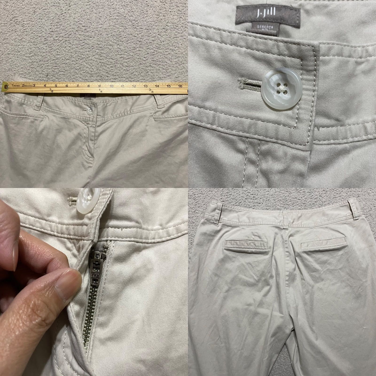 J. Jill J. Jill Womens Pants 12P Light Beige Straight Chino Mid Rise Stretch Petites Casual Travel Business Size 24" / US 00 / IT 34 - 8 Thumbnail