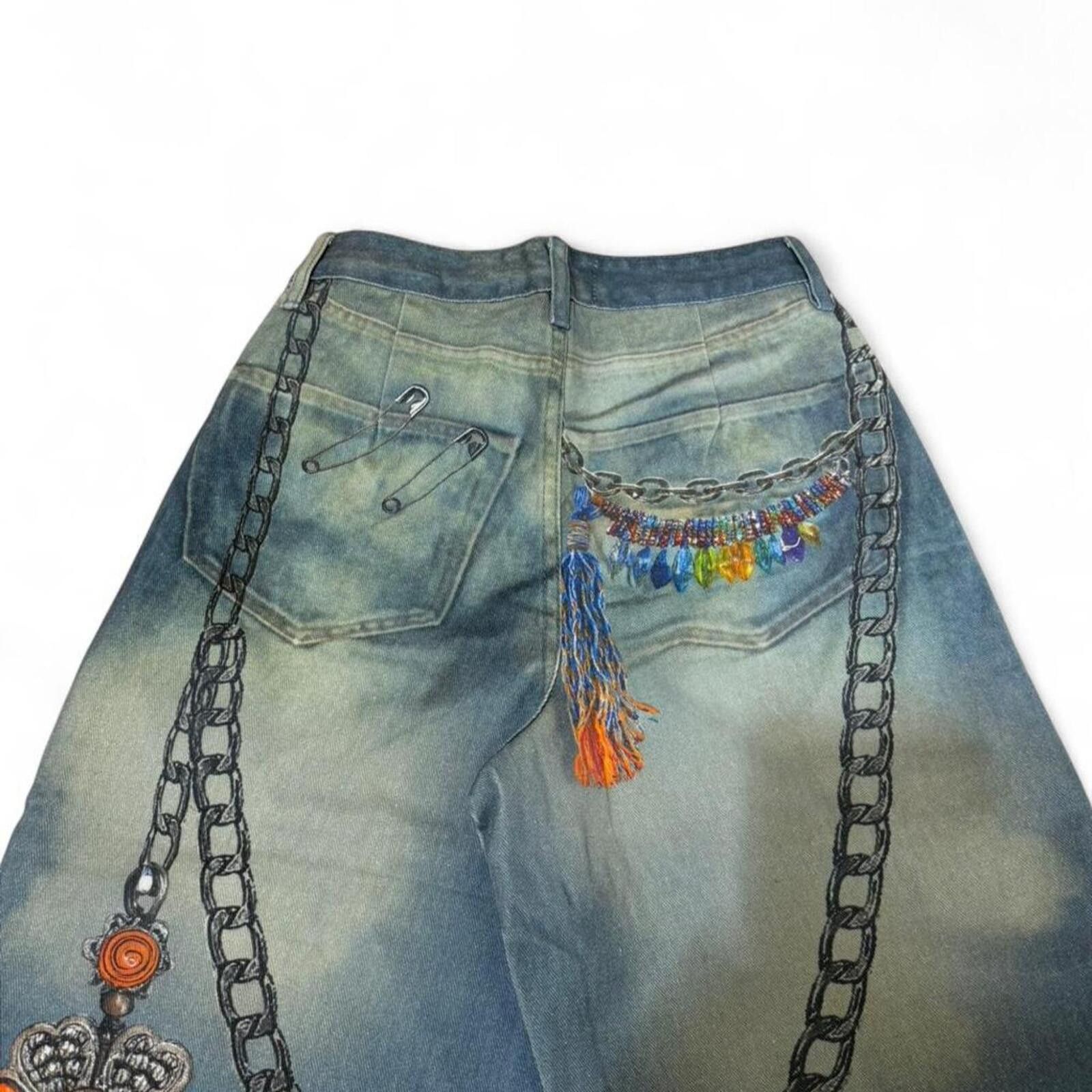 True Religion Blue denim jeans with chain and key details printed design Size 27" / US 4 / IT 40 - 6 Thumbnail