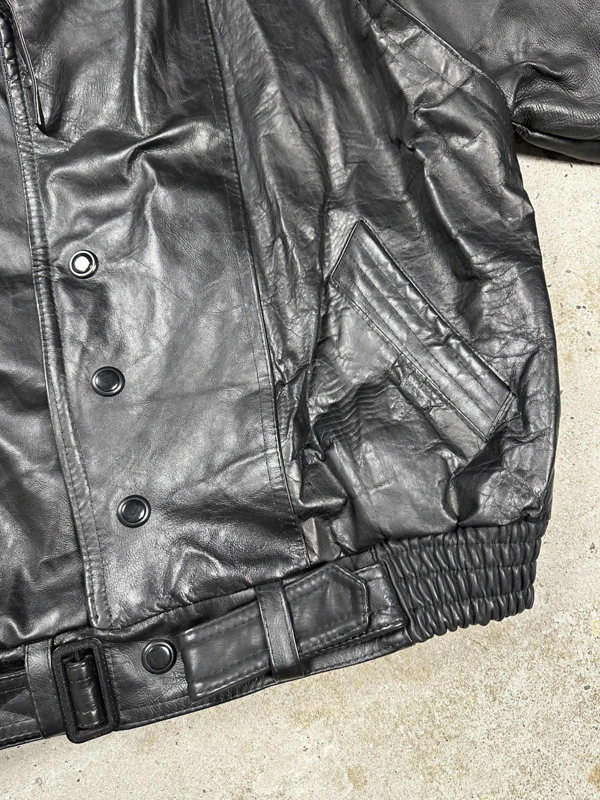 Vintage Vintage 90s Black Leather Utility Ramones Moto Bomber Jacket Size US XXL / EU 58 / 5 - 4 Thumbnail