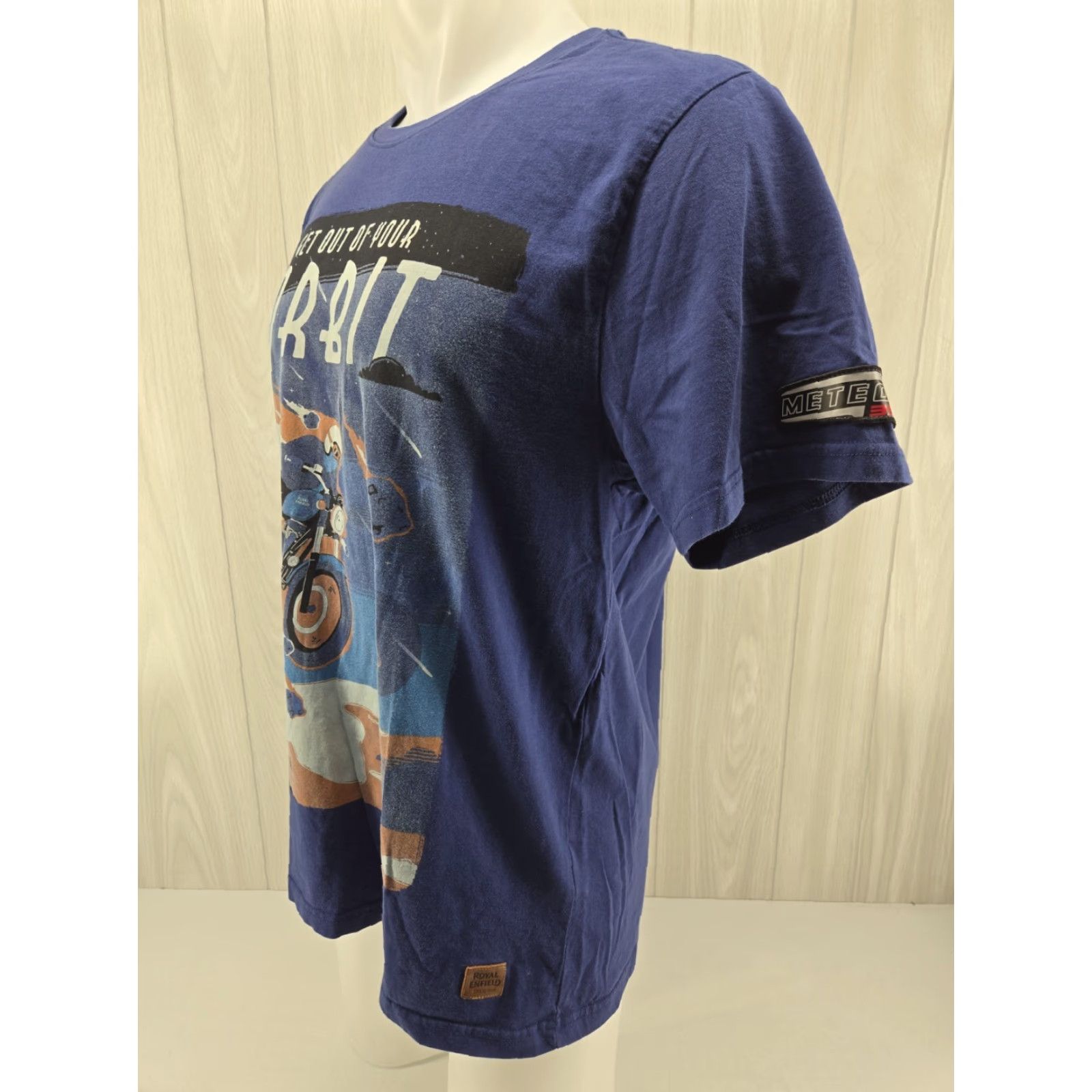Penfield Royal Enfield T-Shirt Orbit Men's XL Blue Short Sleeve Crew Neck Logo Embroidered Graphic Print Vintage Theme Motorcycle Classic Shirt Mens XL Blue Size US XL / EU 56 / 4 - 4 Thumbnail