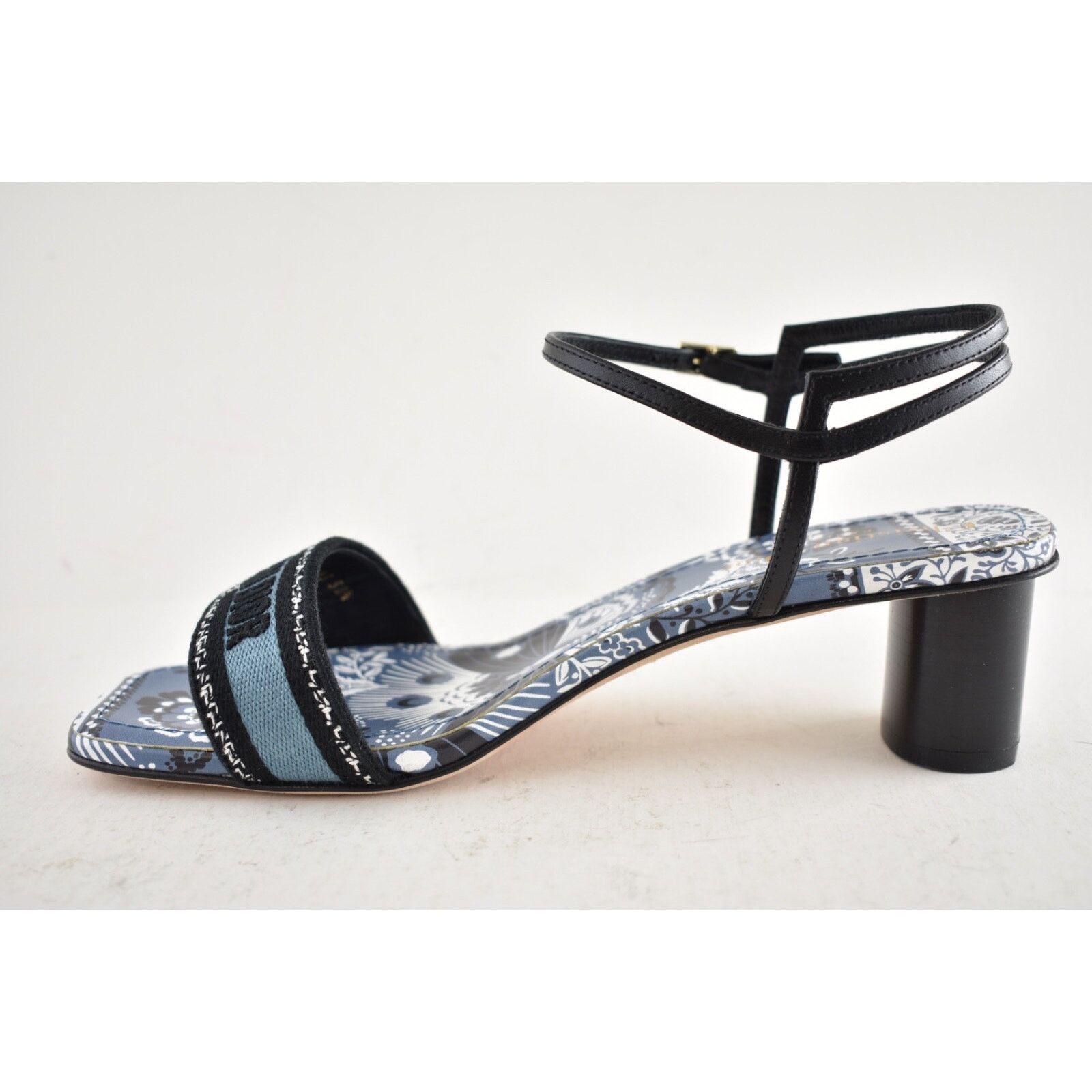 Dior Dior Bandana Embroidered Black Blue Dway Heeled Sandal Size US 10 / IT 40 - 10 Thumbnail