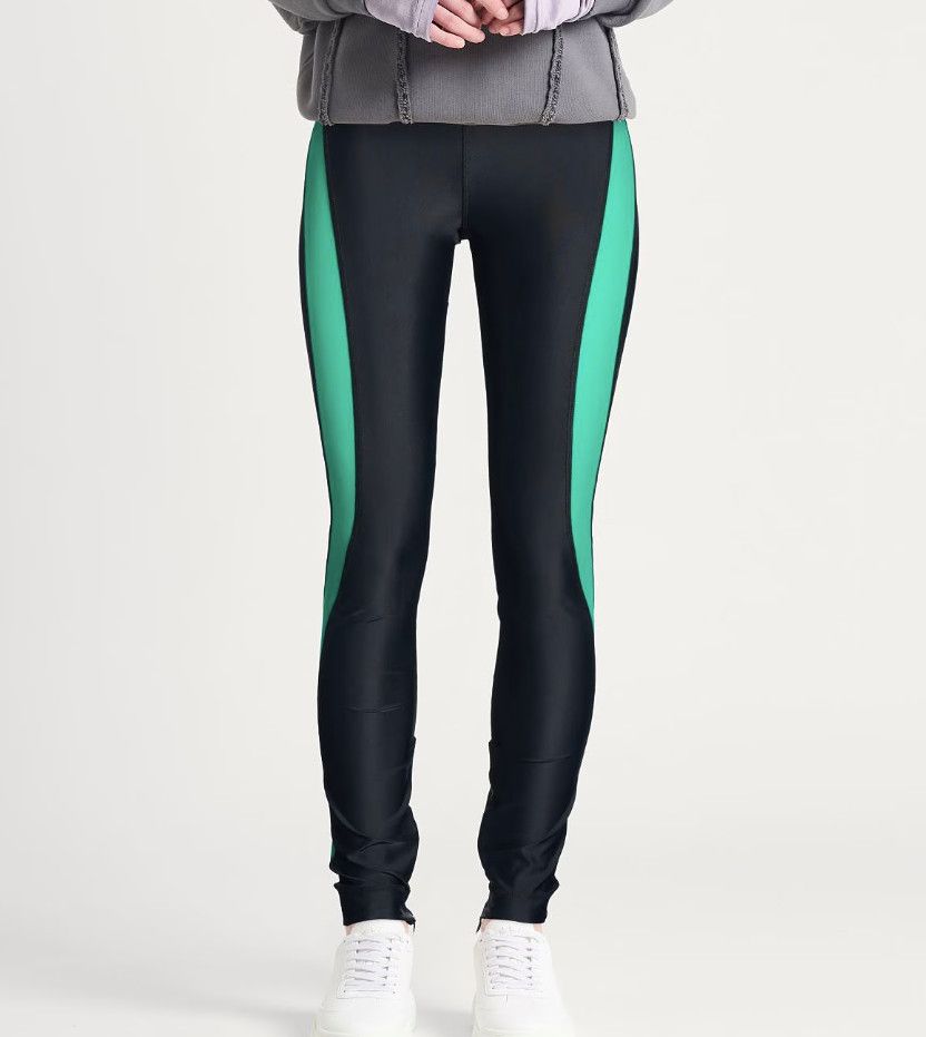 Ganni GANNI Athletic Stretch Zip Leggings Black Green ( 34 / S ) Size 27" / US 4 / IT 40 - 1 Thumbnail