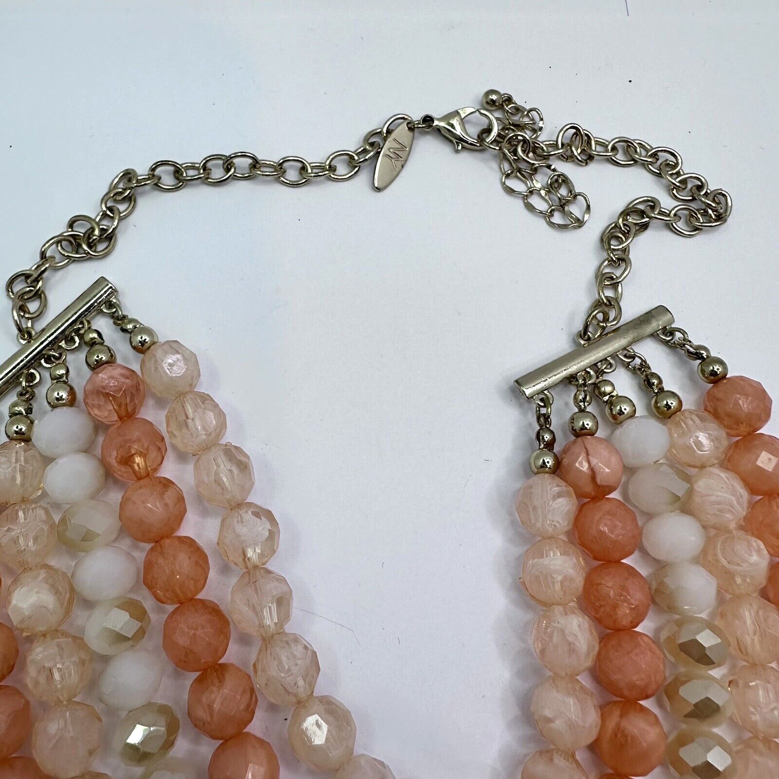 Lourdes NY Signed Multi Strand Necklace Peach Cream Faceted Beads Size ONE SIZE - 5 Thumbnail