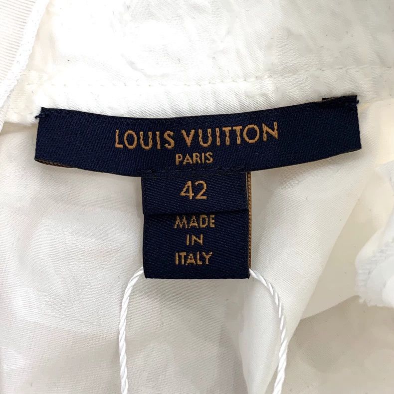 Louis Vuitton Louis Vuitton White logo full-print cotton lace short-slee Size M / US 6-8 / IT 42-44 - 6 Thumbnail