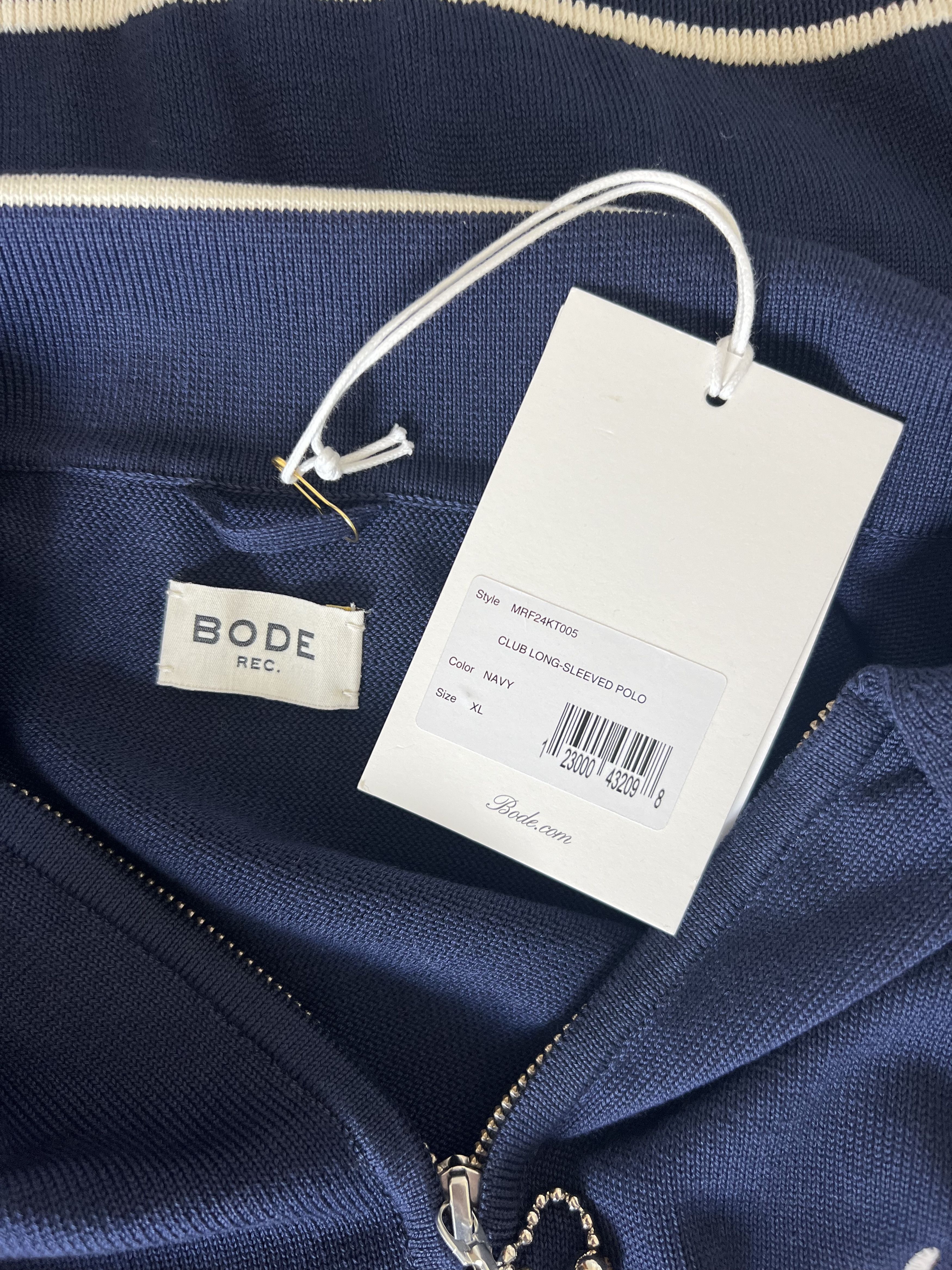 Bode Bode Club Long Sleeve Polo in Navy Size US XL / EU 56 / 4 - 7 Thumbnail