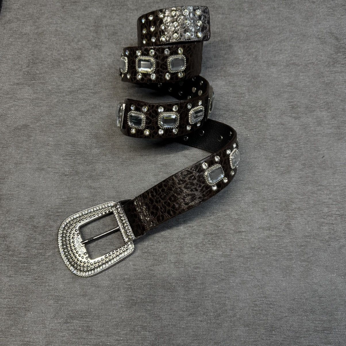 Hysteric Glamour × Japanese Brand Y2K Leather Belt Leopard Print Rhinestone B.B Simon style Size ONE SIZE - 3 Thumbnail