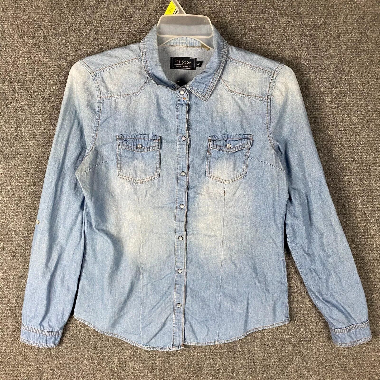 Other Ci Sono Pearl Snap Top Women's Large Long Sleeve Cotton L Size L / US 10 / IT 46 - 1 Thumbnail
