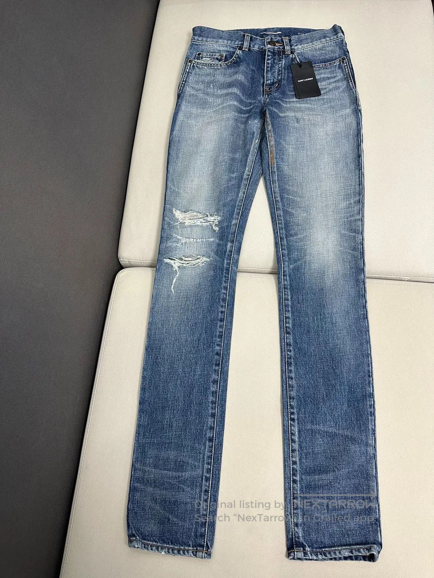 Saint Laurent Paris Saint Laurent D02 Distressed Denim Jeans. Size 27" / US 4 / IT 40 - 1 Thumbnail